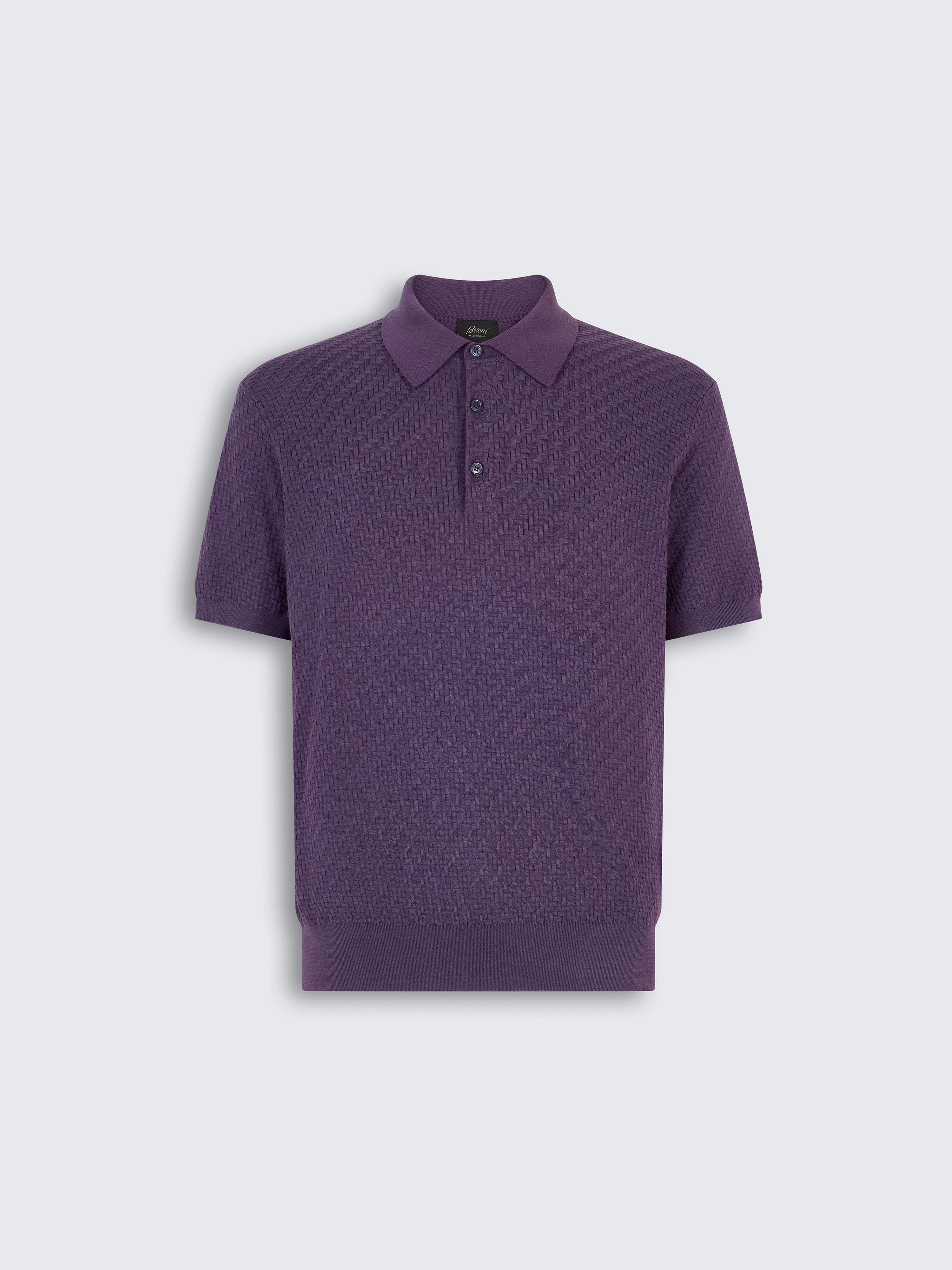 go toPurple cotton, silk and cashmere Trama weave polo