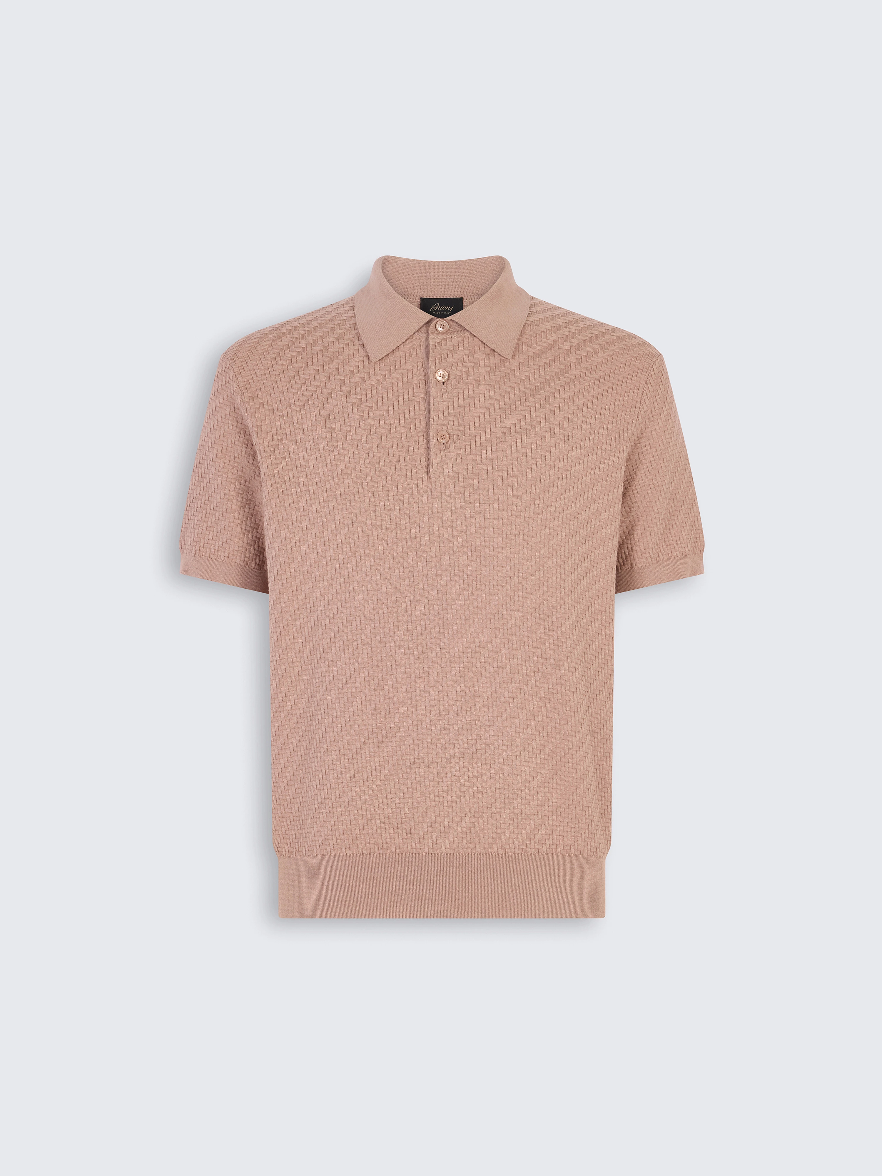 go toOld rose cotton, silk and cashmere Trama weave polo