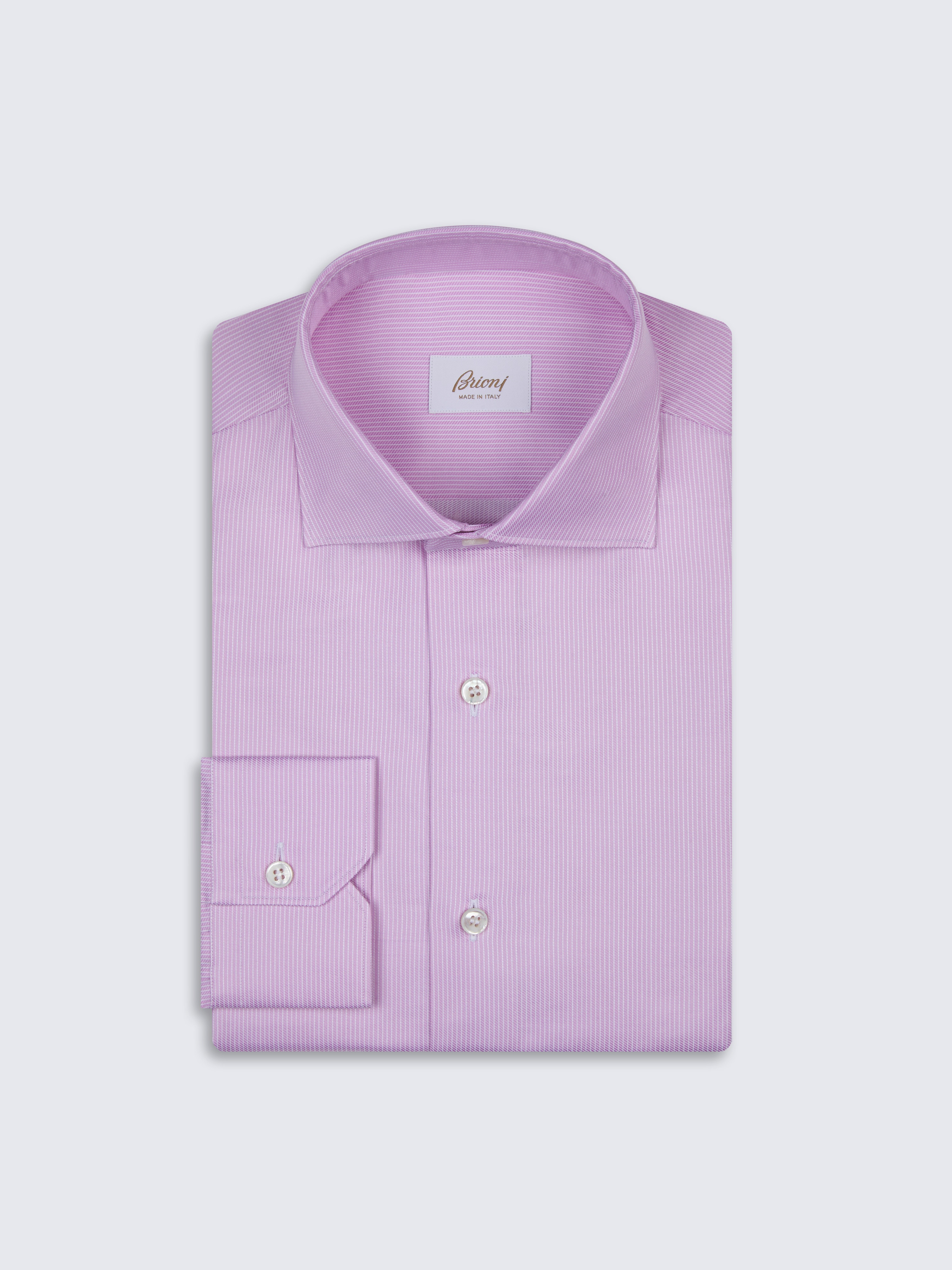 go toPink and white striped cotton formal shirt