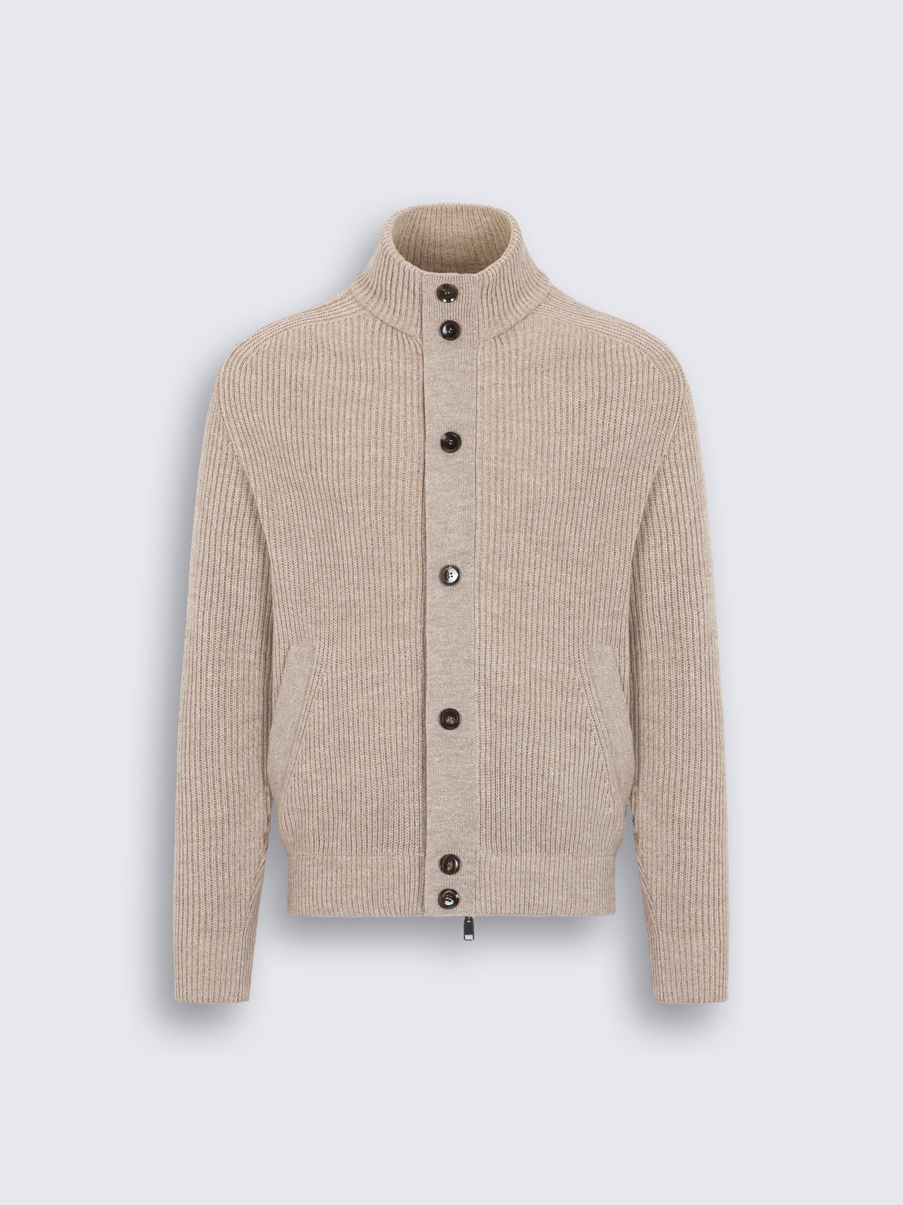 go toBlouson in cotone, lana e lino mouliné beige