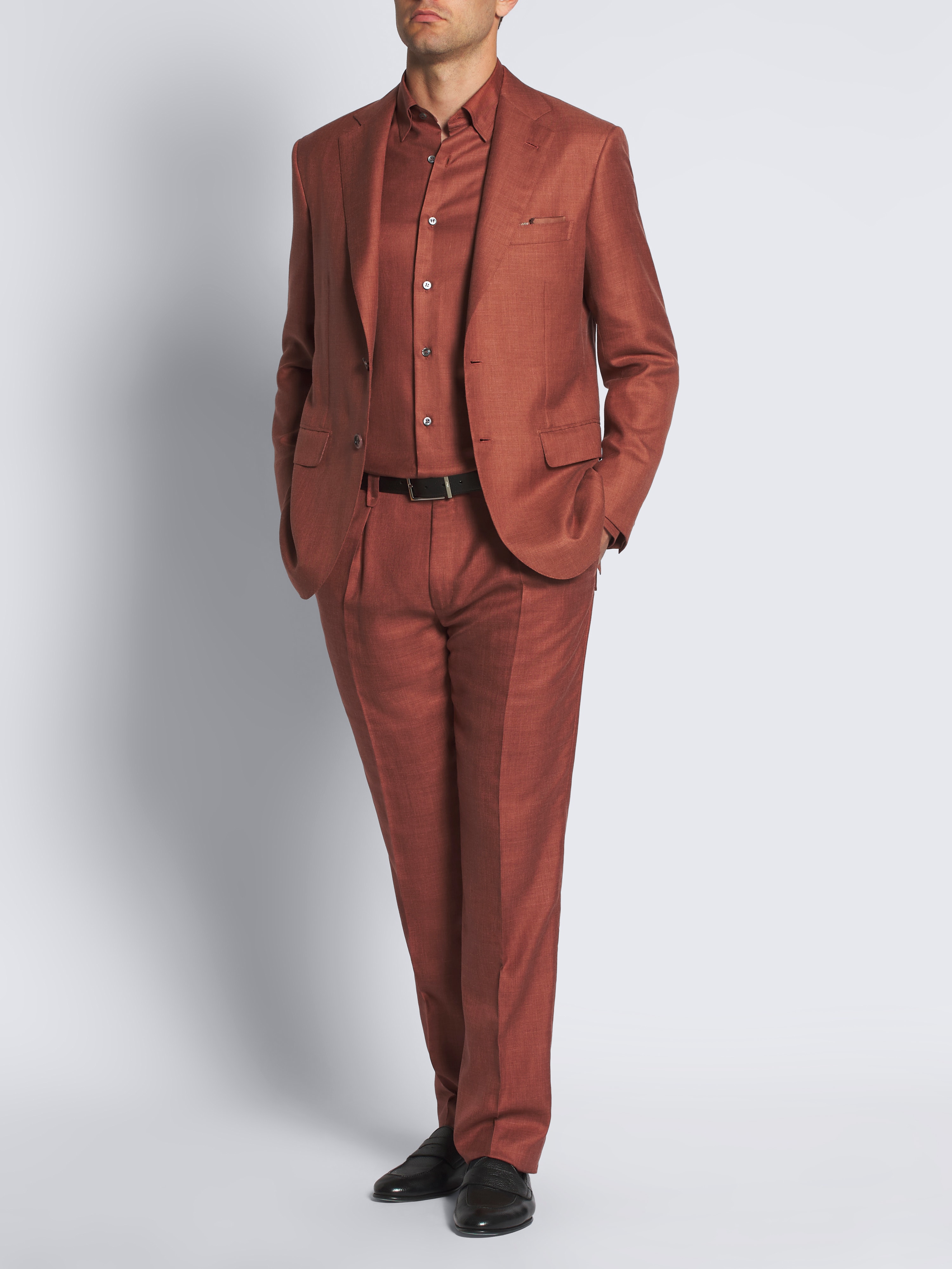 Berrywood silk, cashmere, and linen hidden button-down shirt