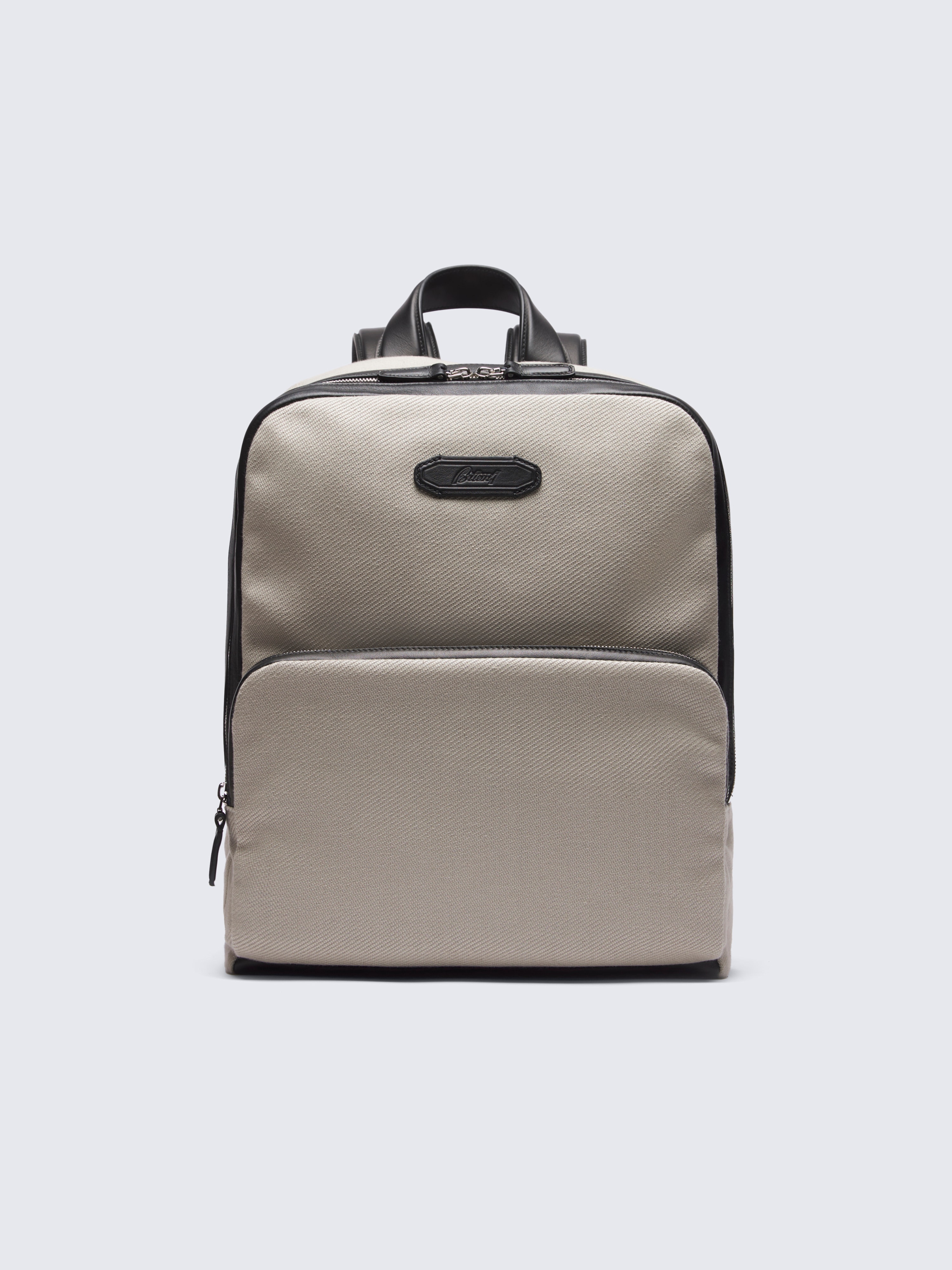 go toBeige and black ribbed canvas Via Veneto backpack