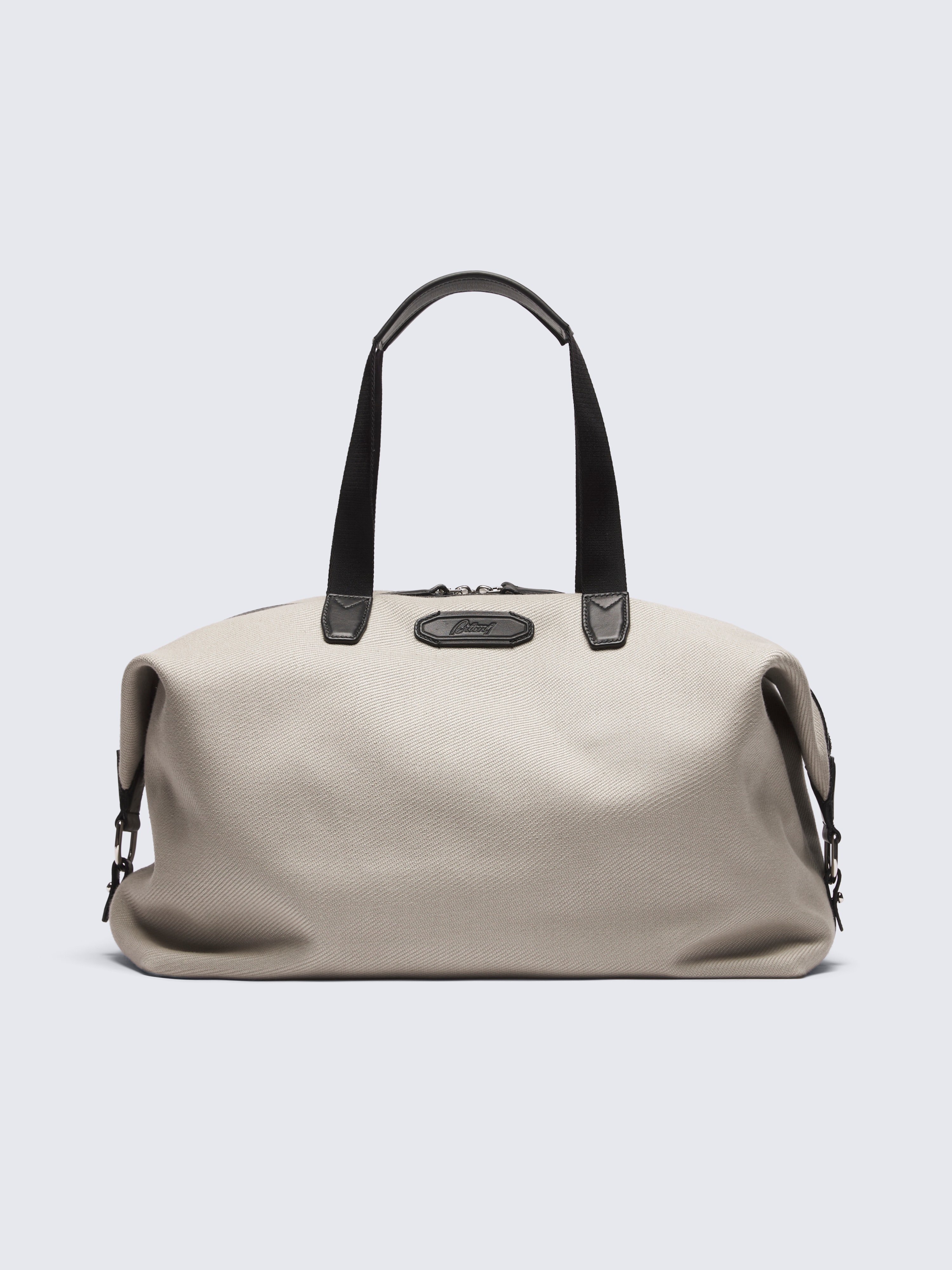 go toBeige and black ribbed canvas Via Veneto duffle bag