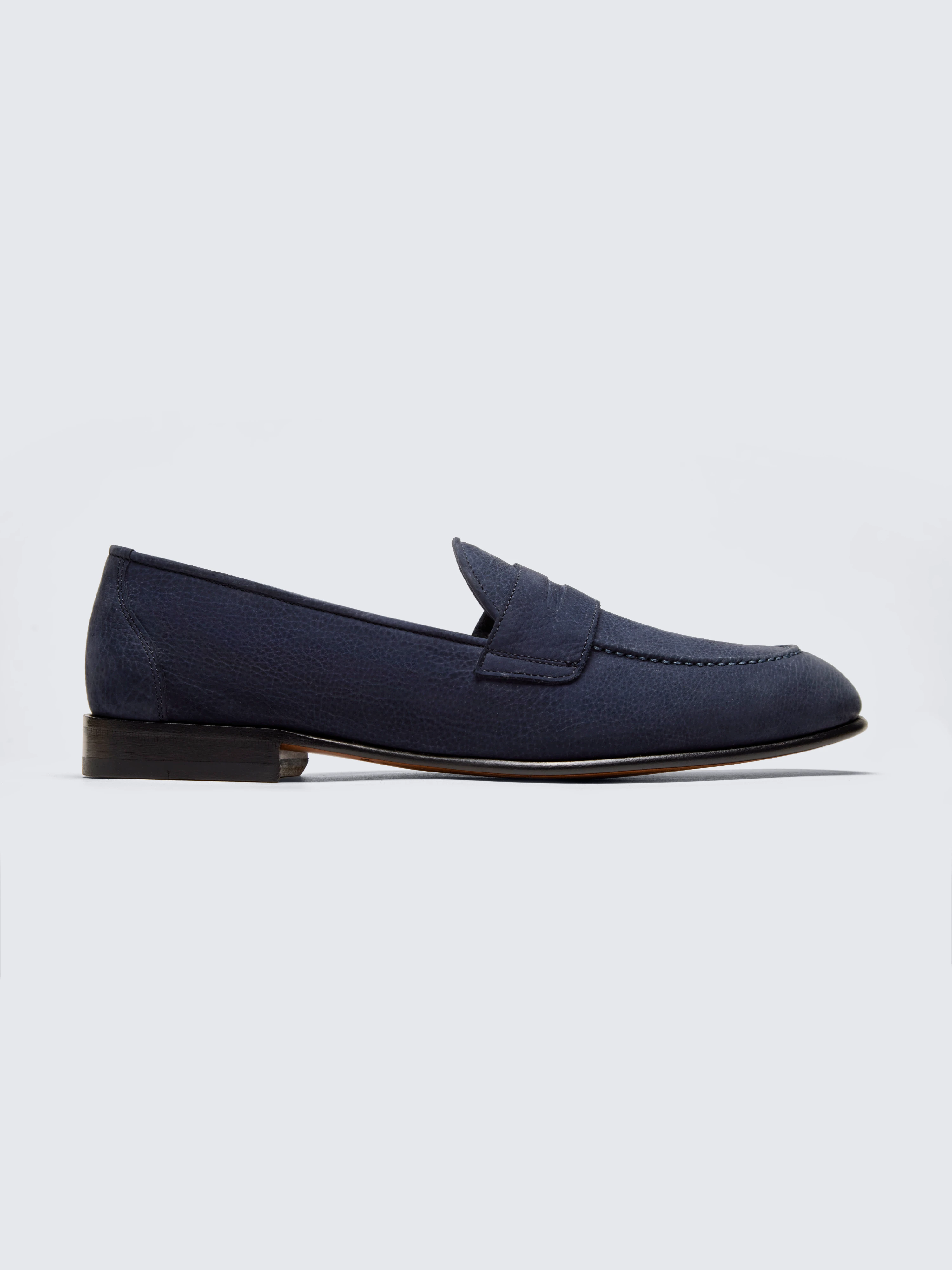 Navy blue nubuck Appia penny loafers