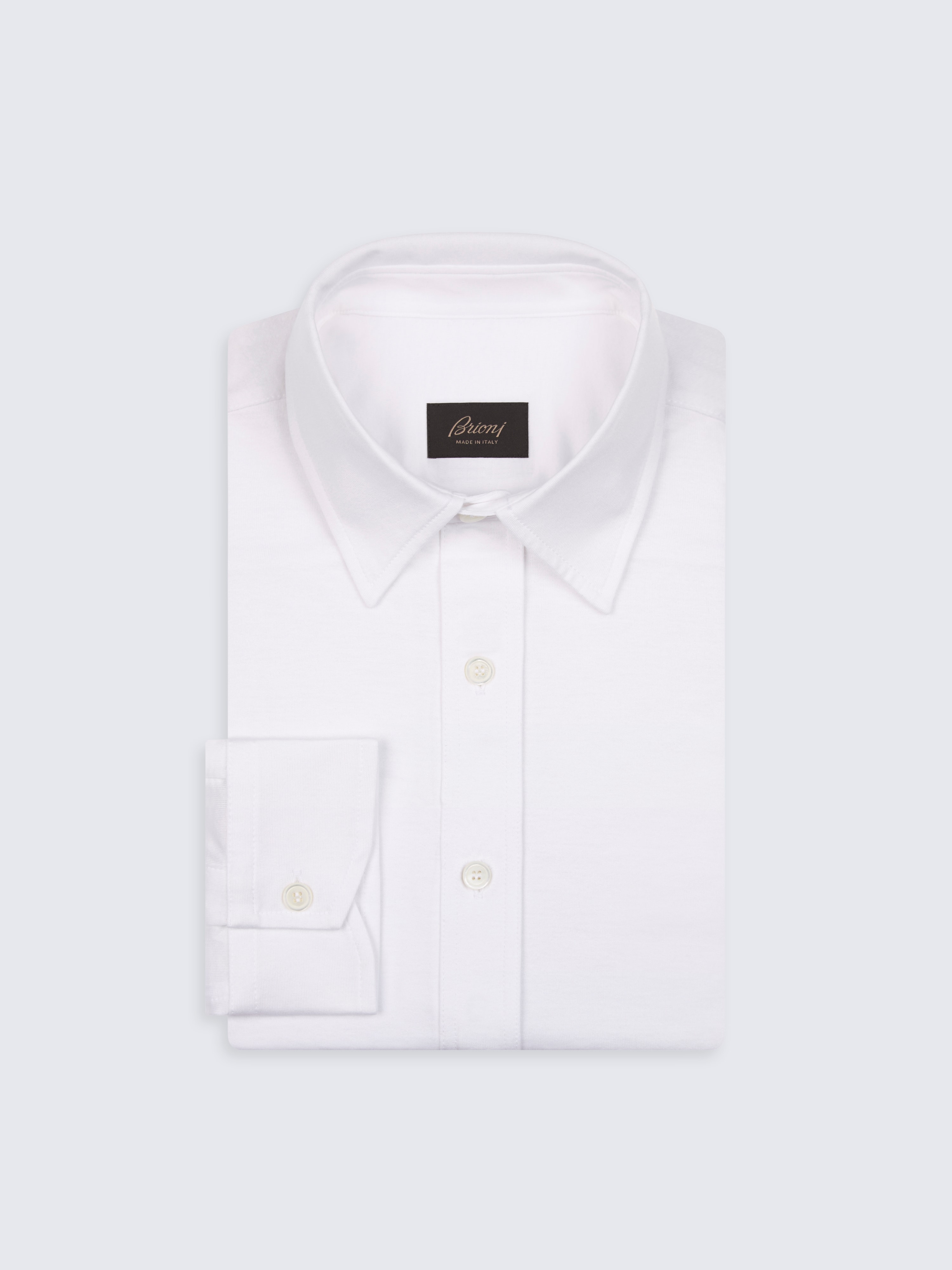 go toWhite jersey gassed cotton shirt