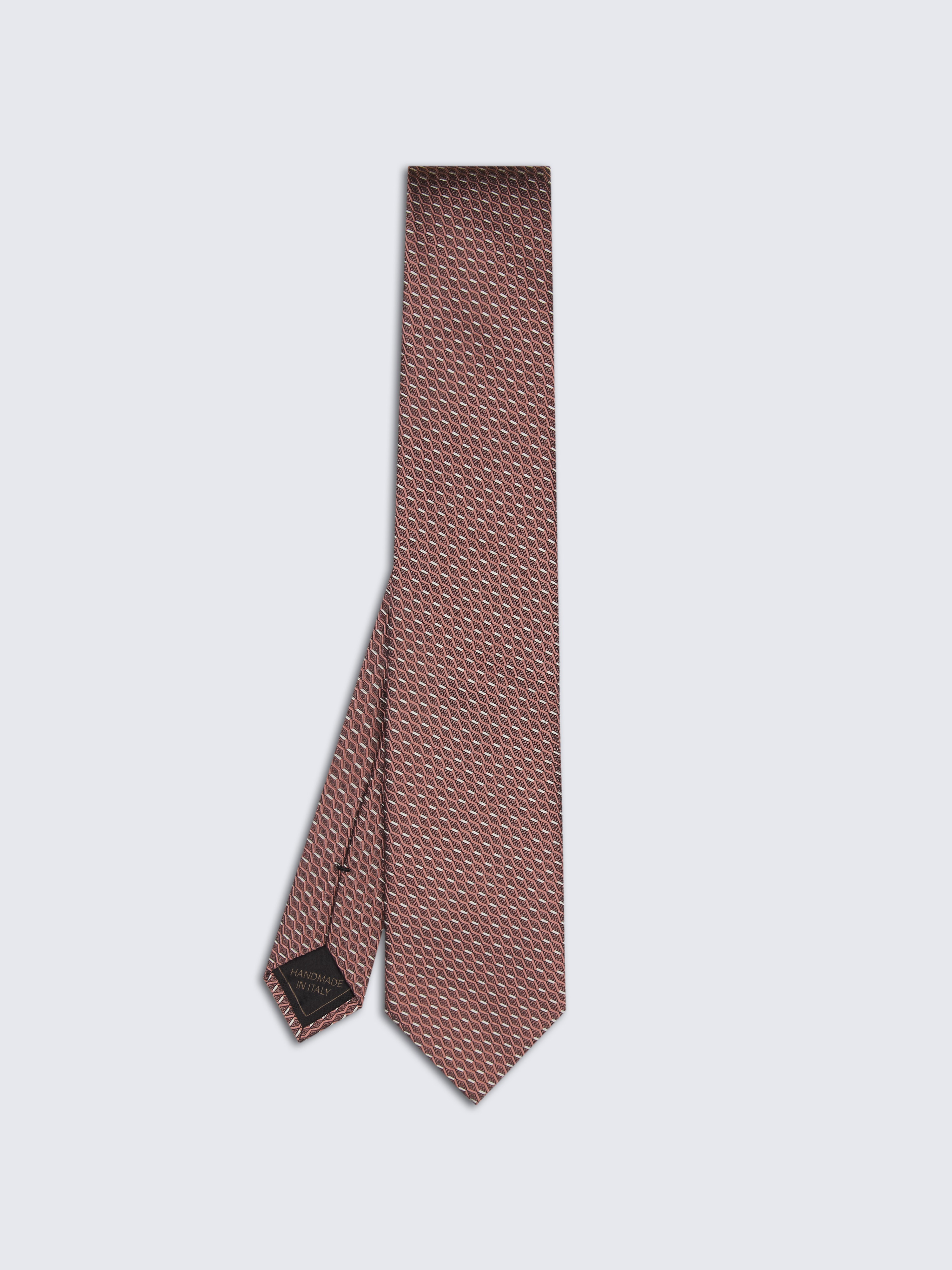 go toPink and grey micro motif jacquard silk tie