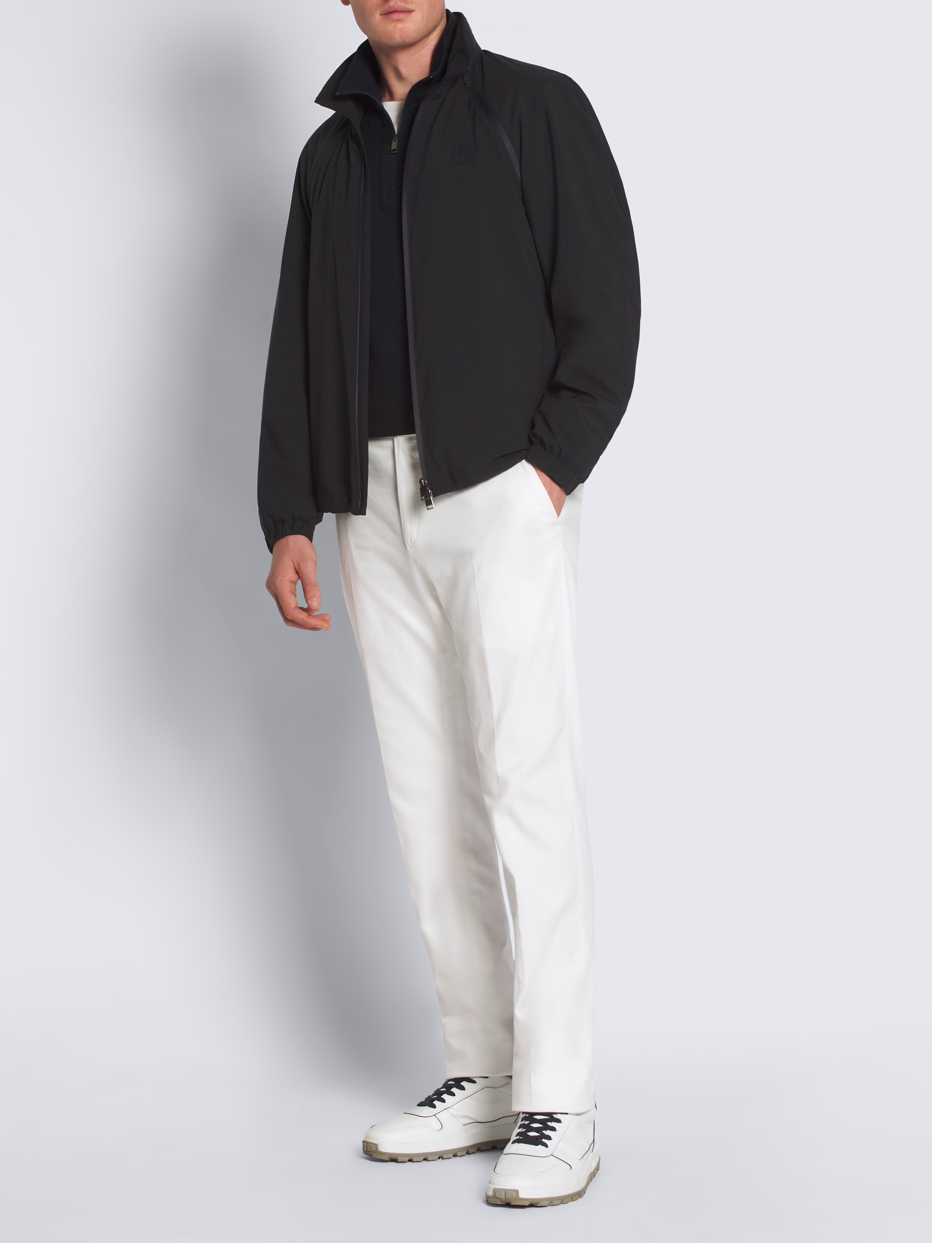 White stretch cotton gabardine Journey trousers