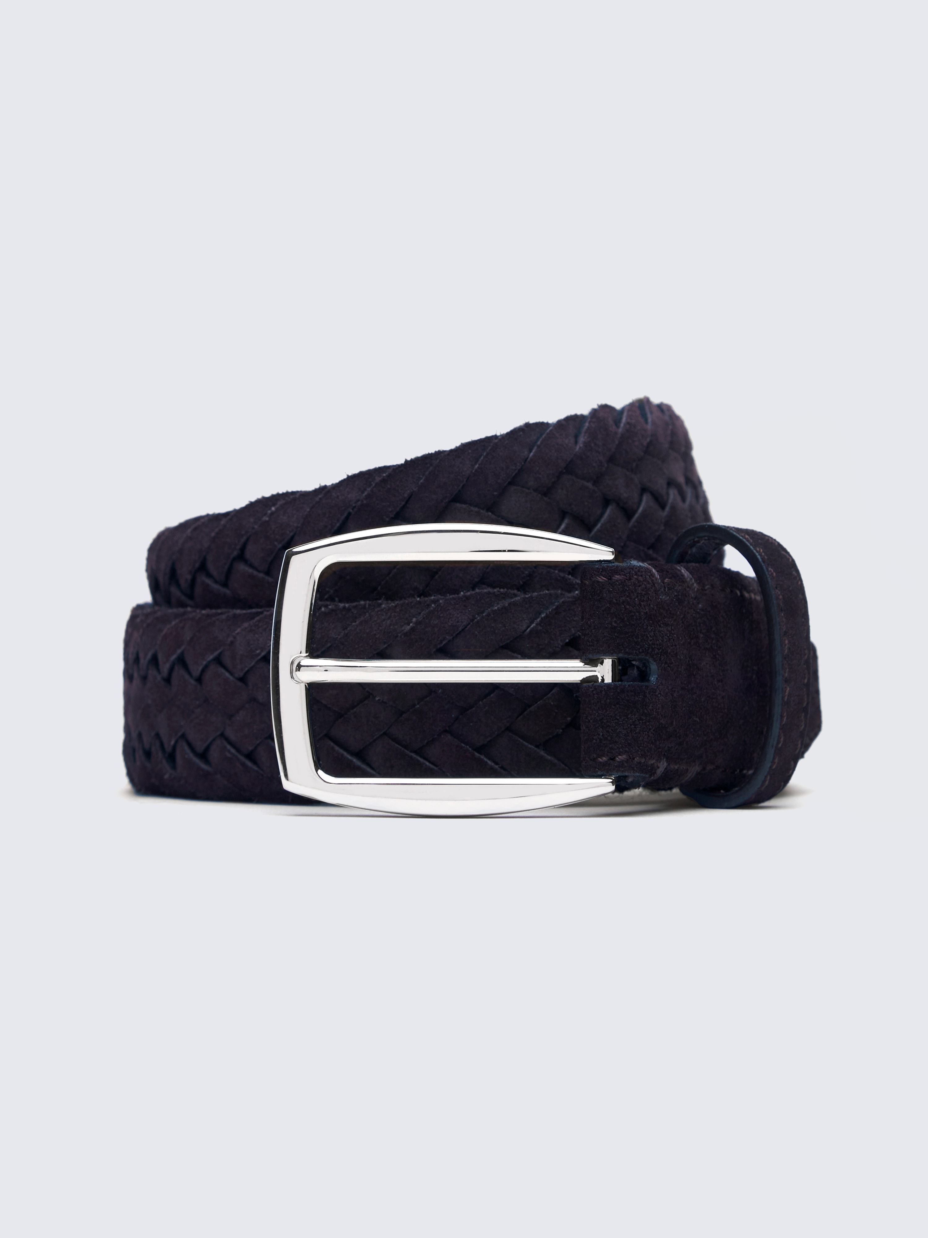 Falari Men's Braided Genuine Leather Belt - Stainless Steel Buckle, 35mm Width, Brown