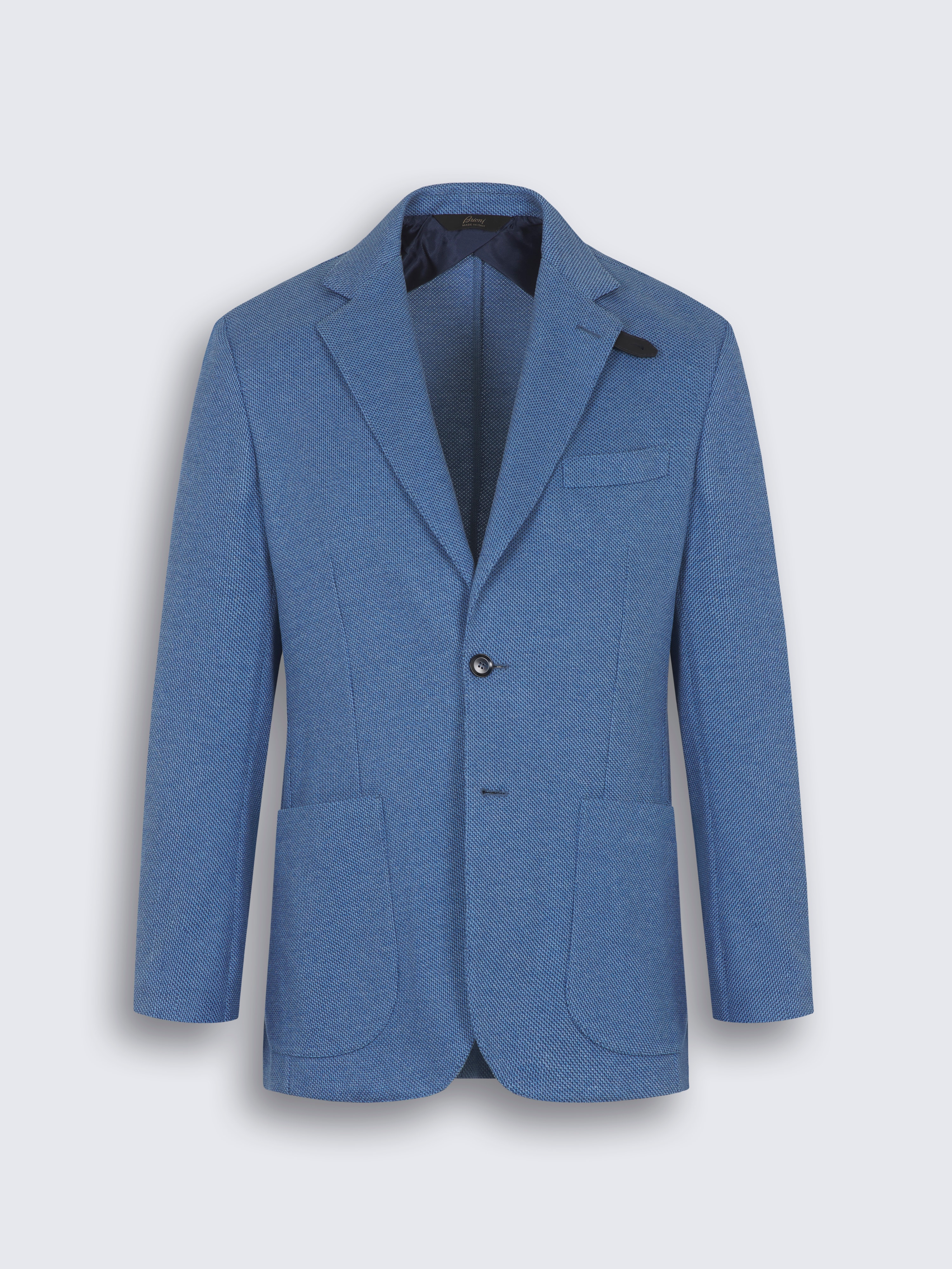 Sky blue silk and cotton jersey blazer