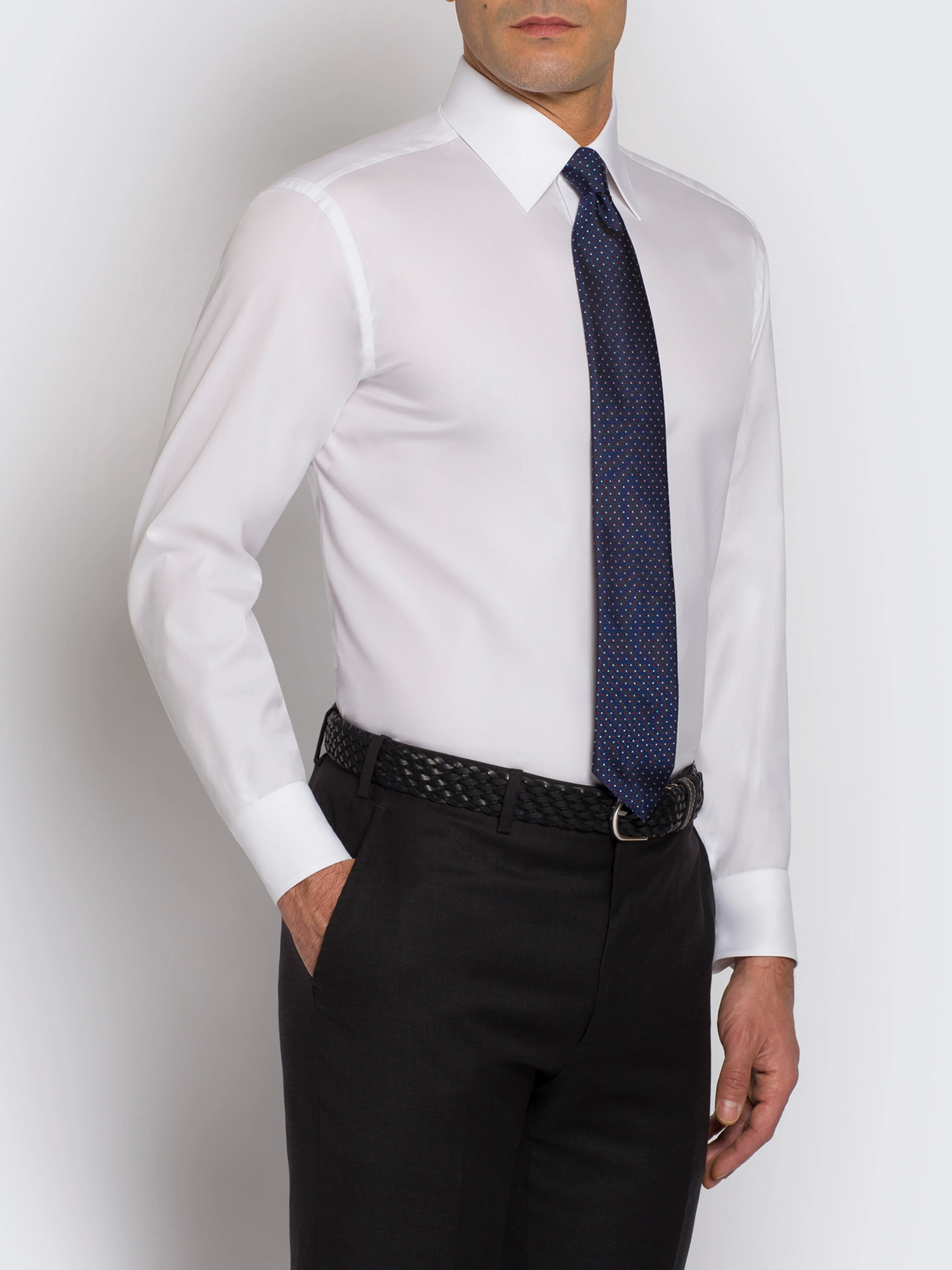 Essential white Giza 45 cotton twill formal shirt