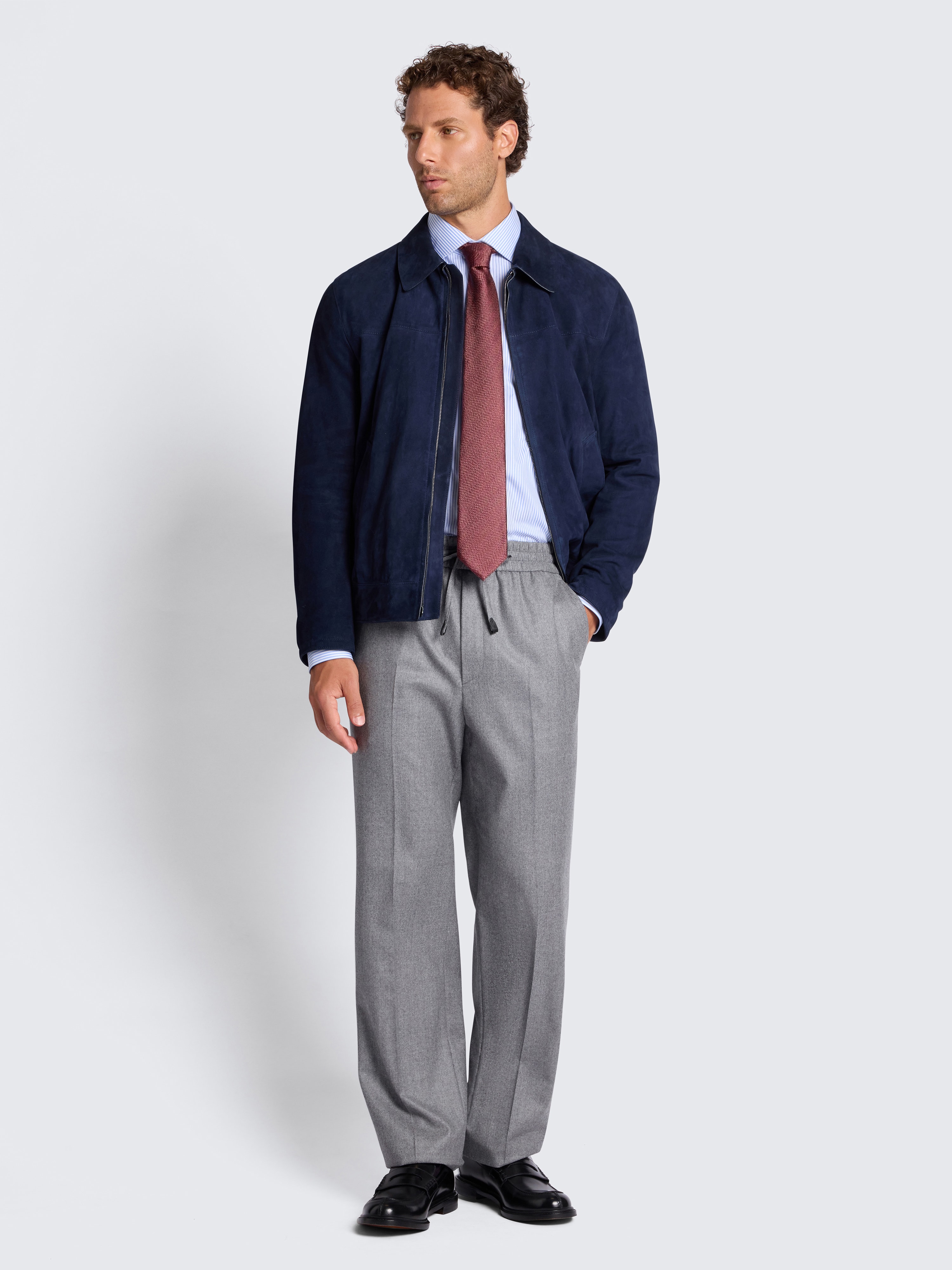 White and sky blue striped organic cotton formal shirt