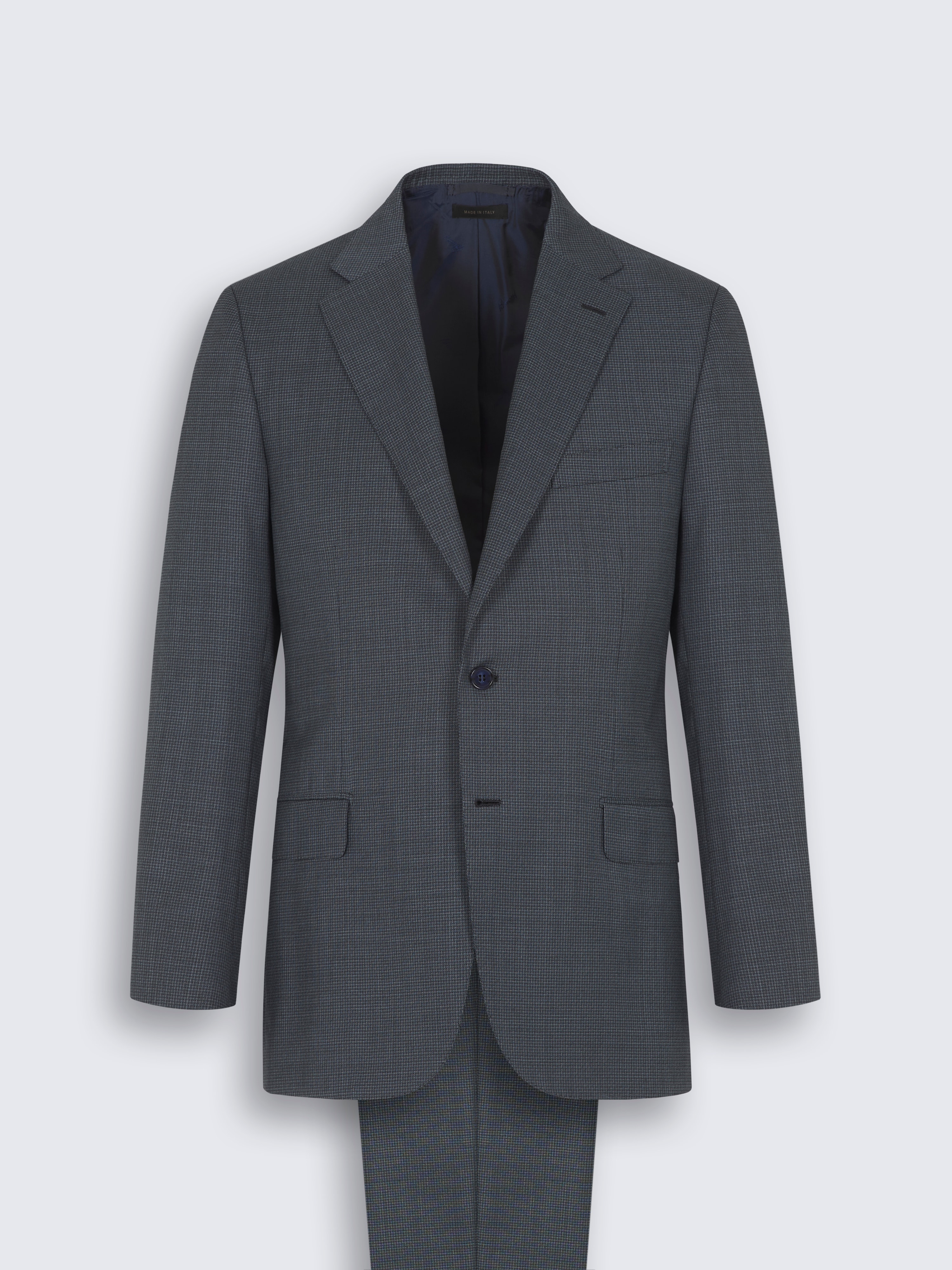 Grey and blue micro-checked Ventiquattro Plus wool Brunico suit