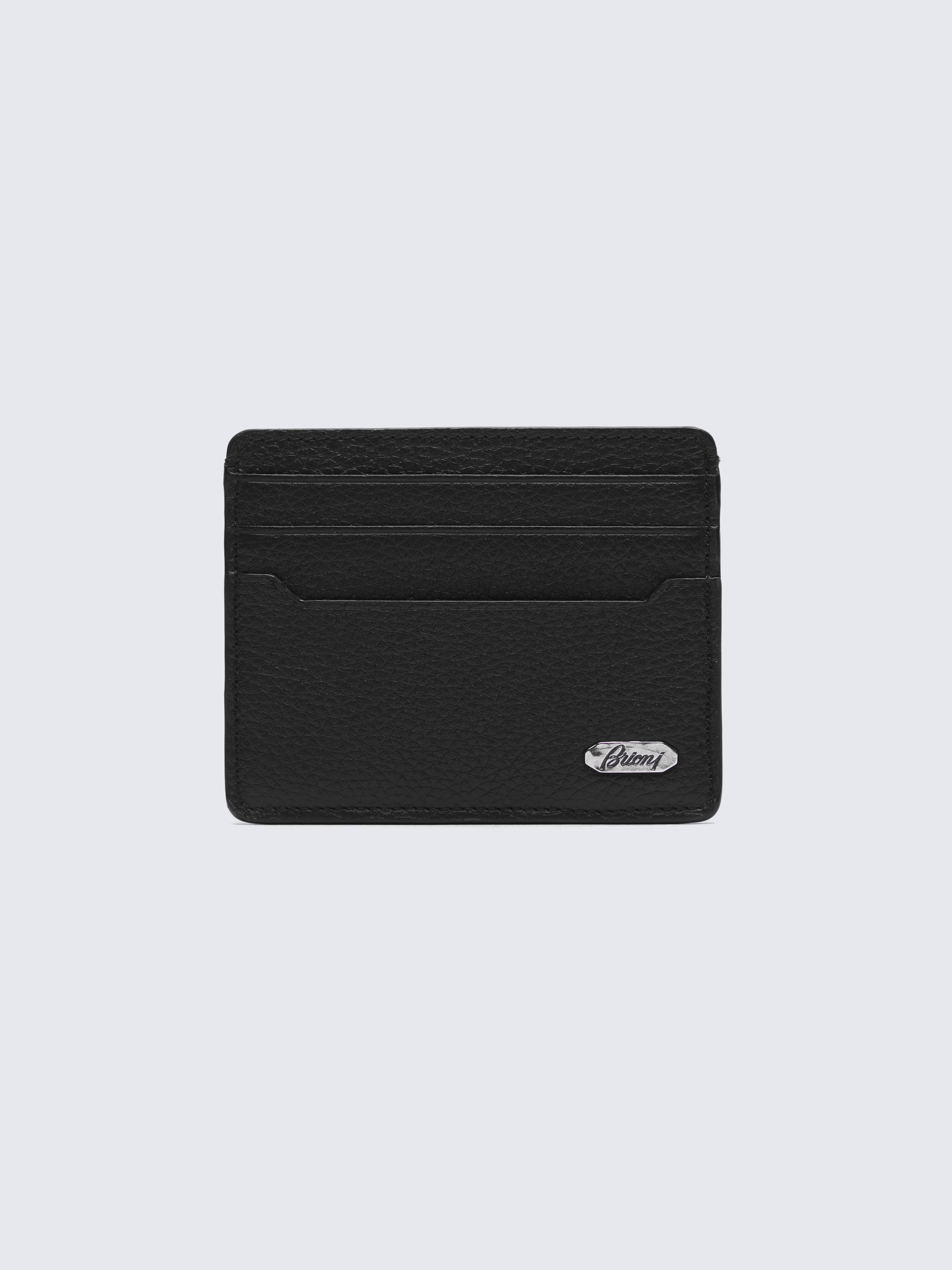 Black grained leather card holder