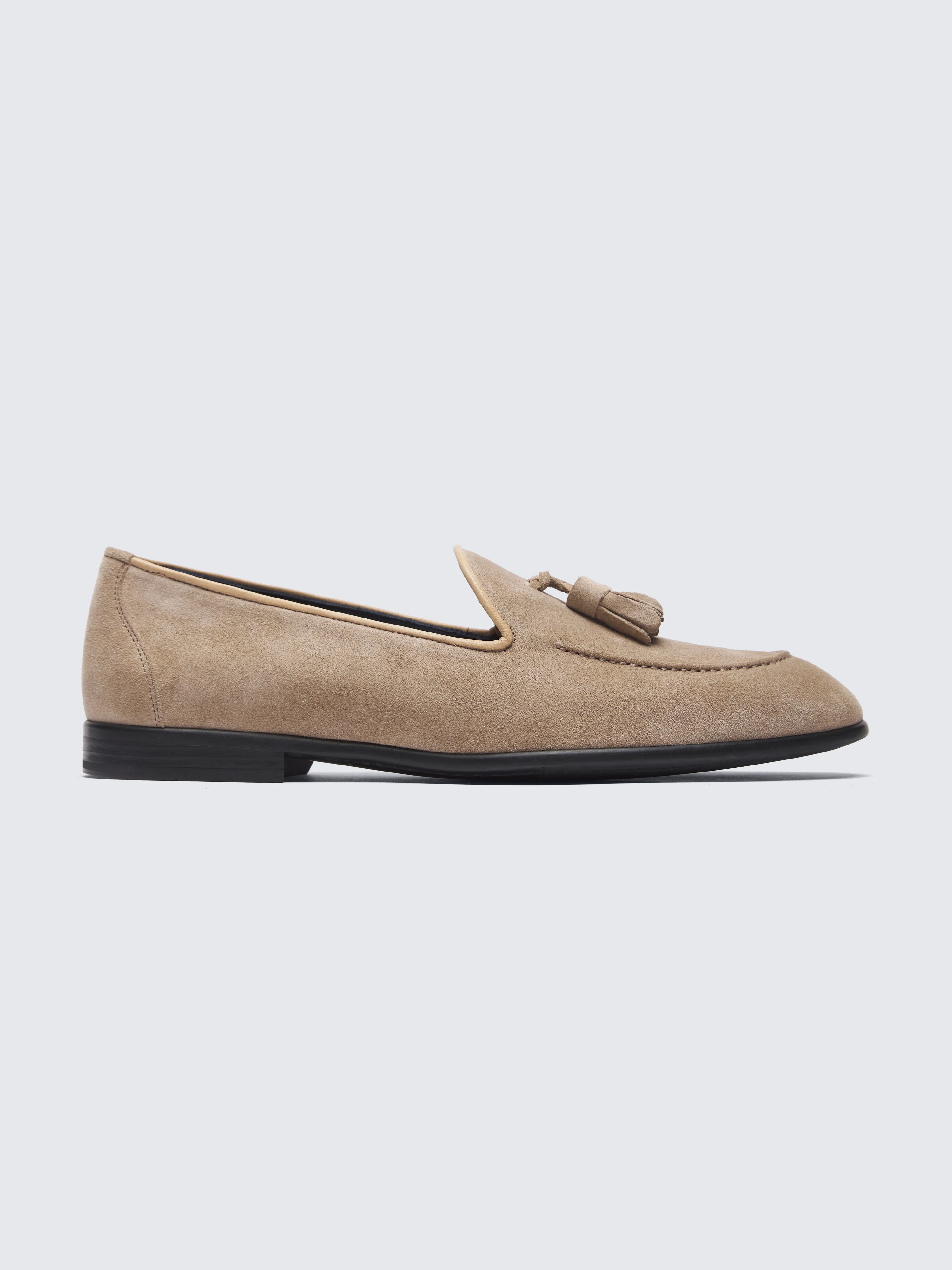 go toBeige nubuck Appia tassel loafers