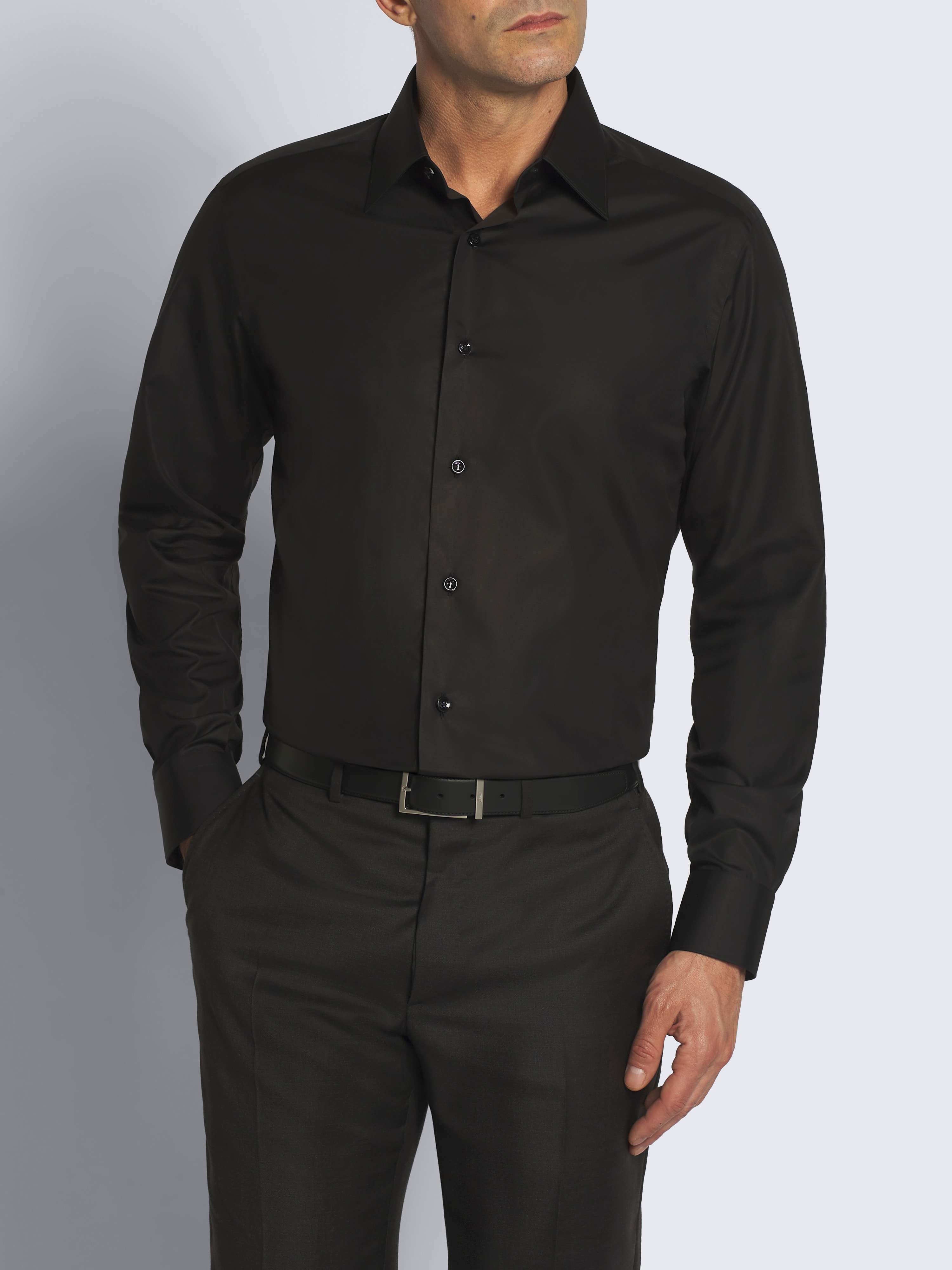 Essential black cotton formal shirt