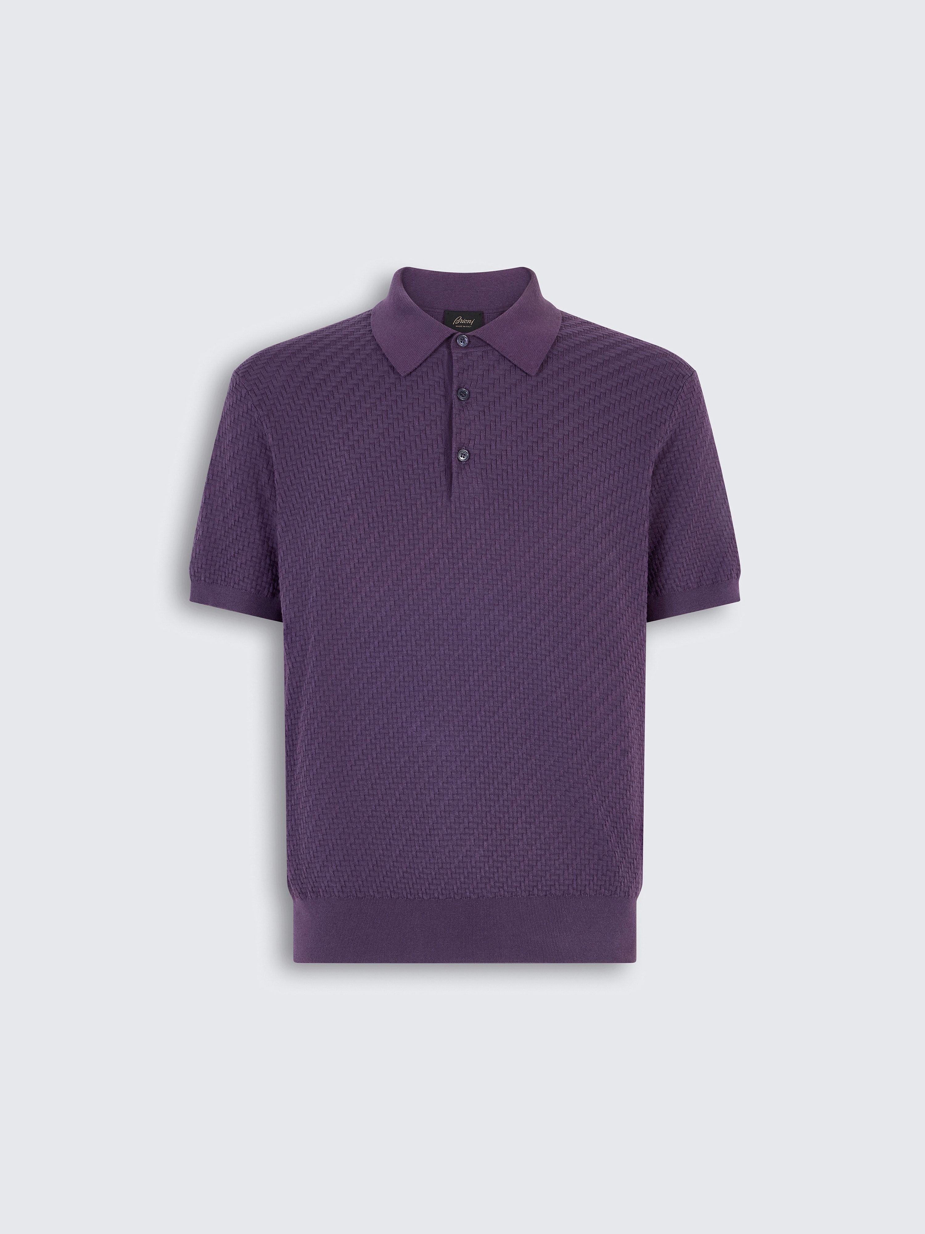 go toPurple cotton, silk and cashmere Trama weave polo