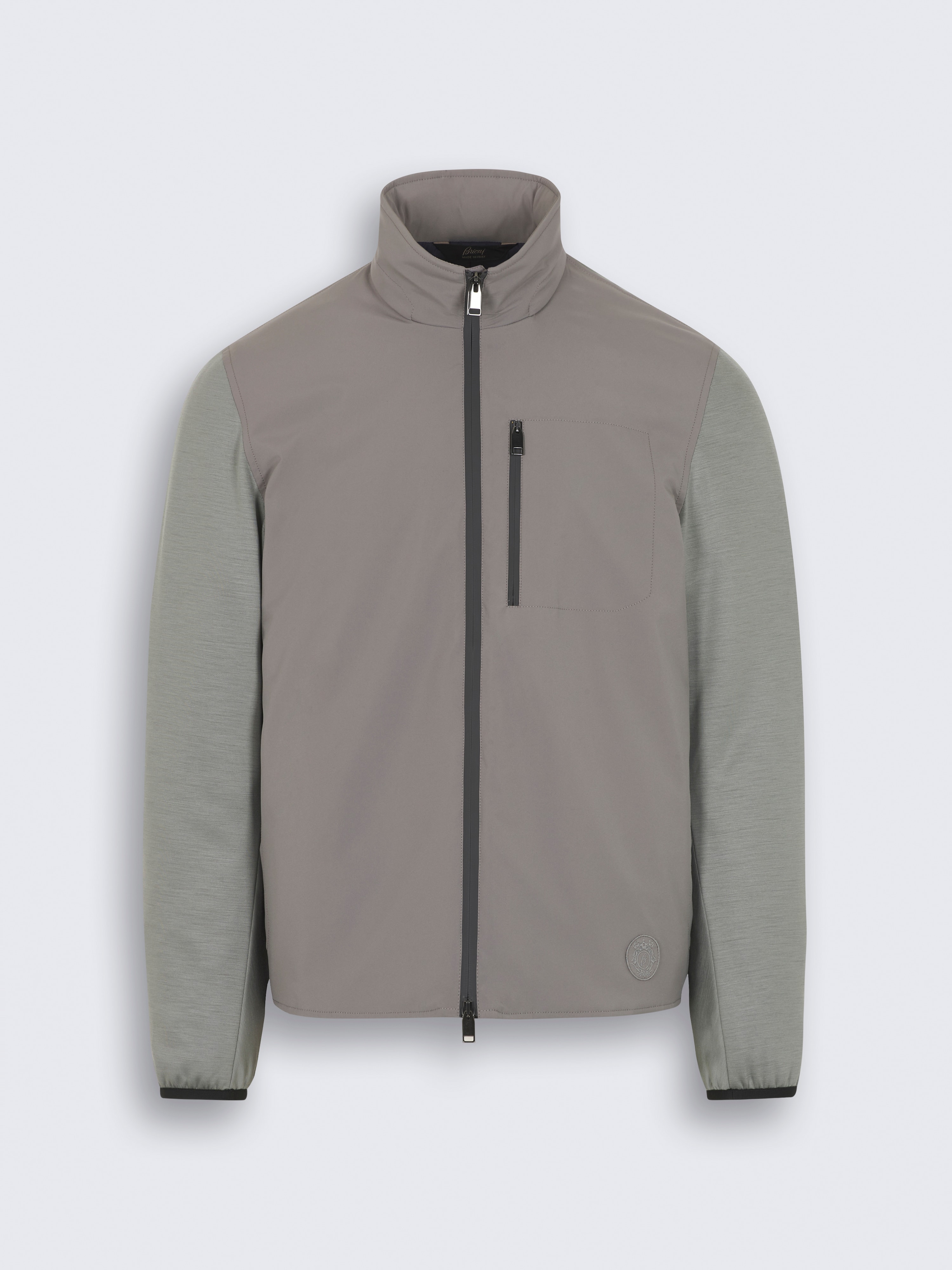 go toGrey nylon Performa golf blouson with jersey sleeves