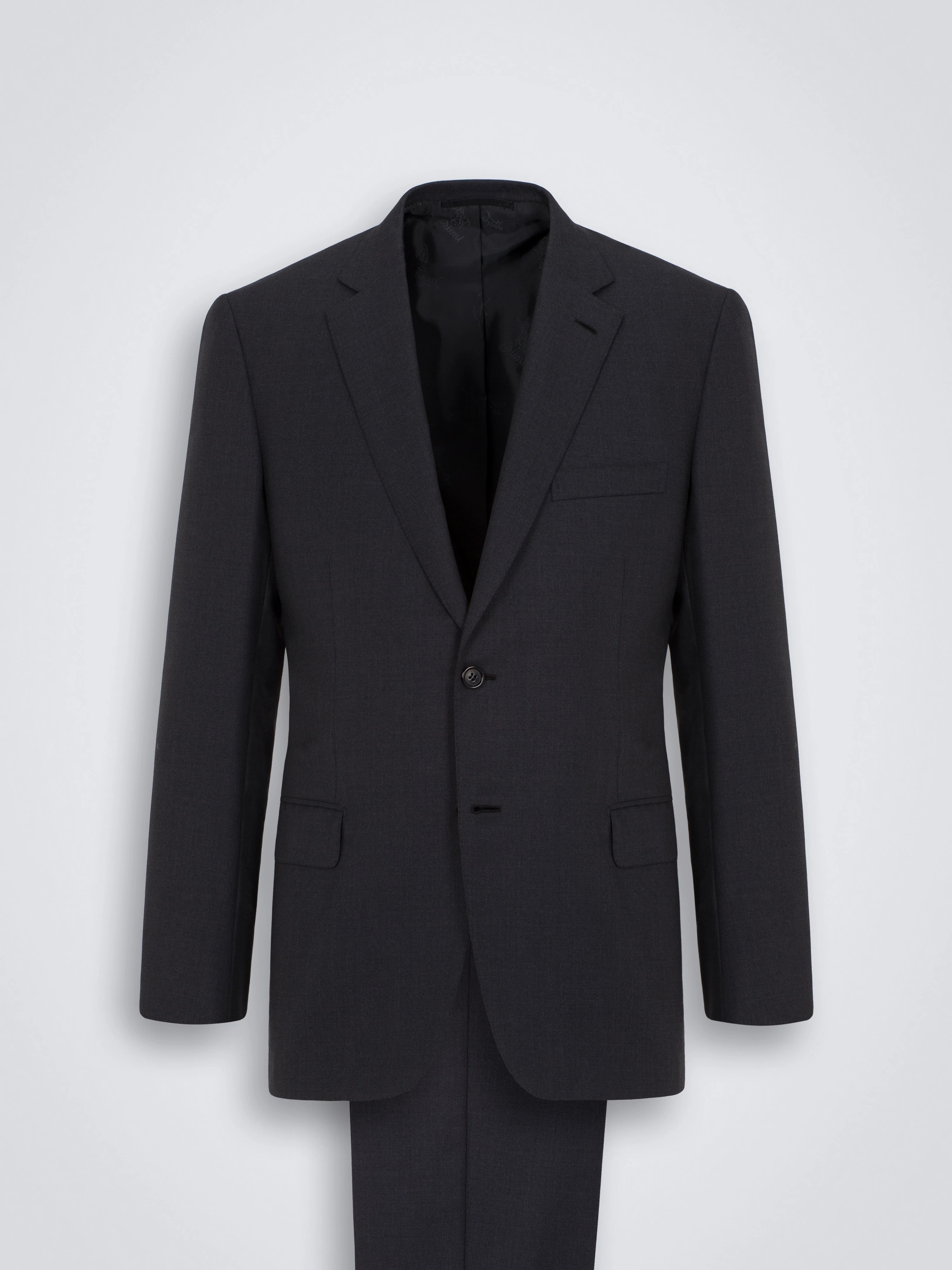 Essential charcoal grey Super 160's wool gabardine Brunico suit