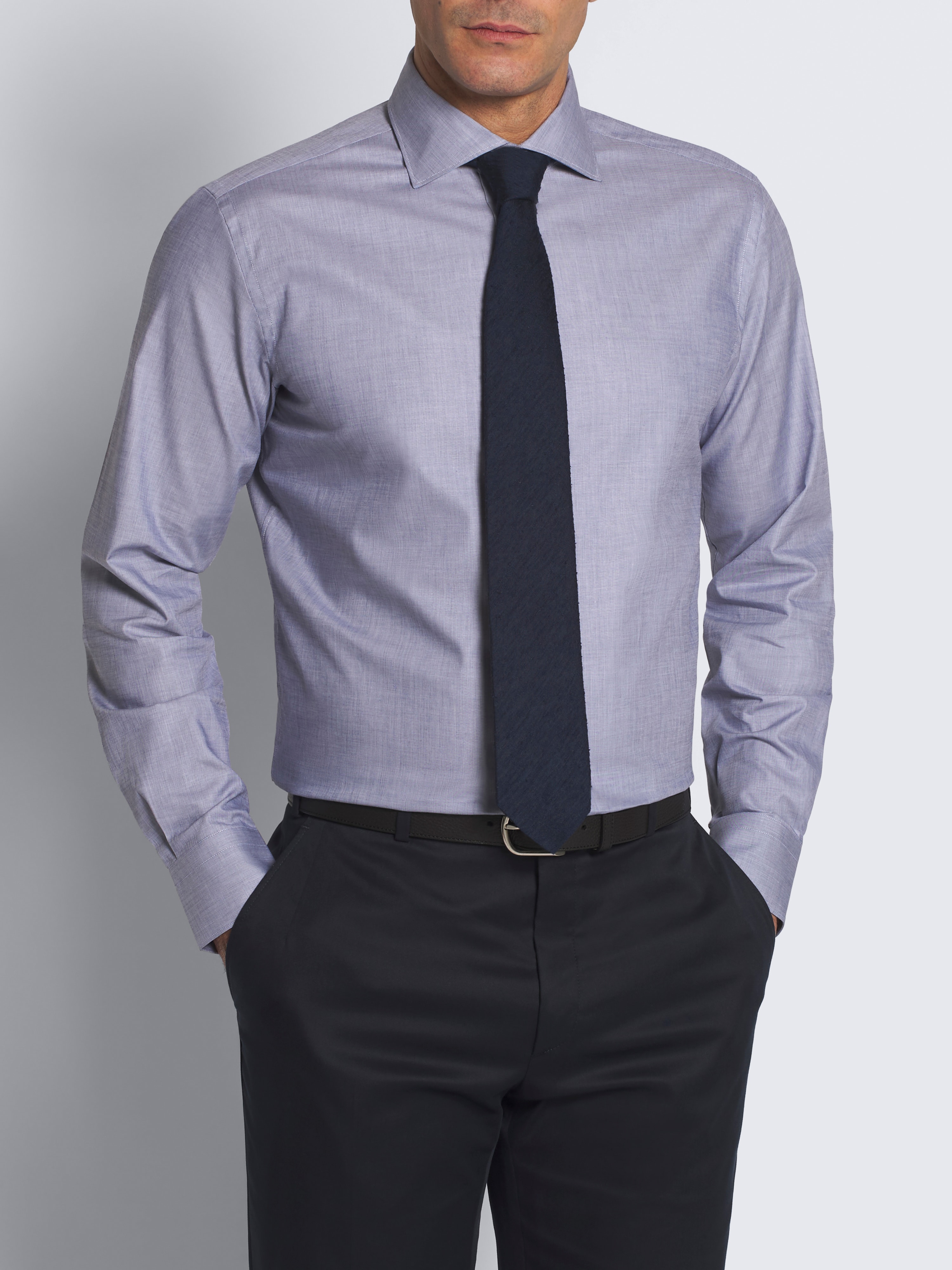 Essential ネイビーブルー オーガニックコットン フォーマルシャツ