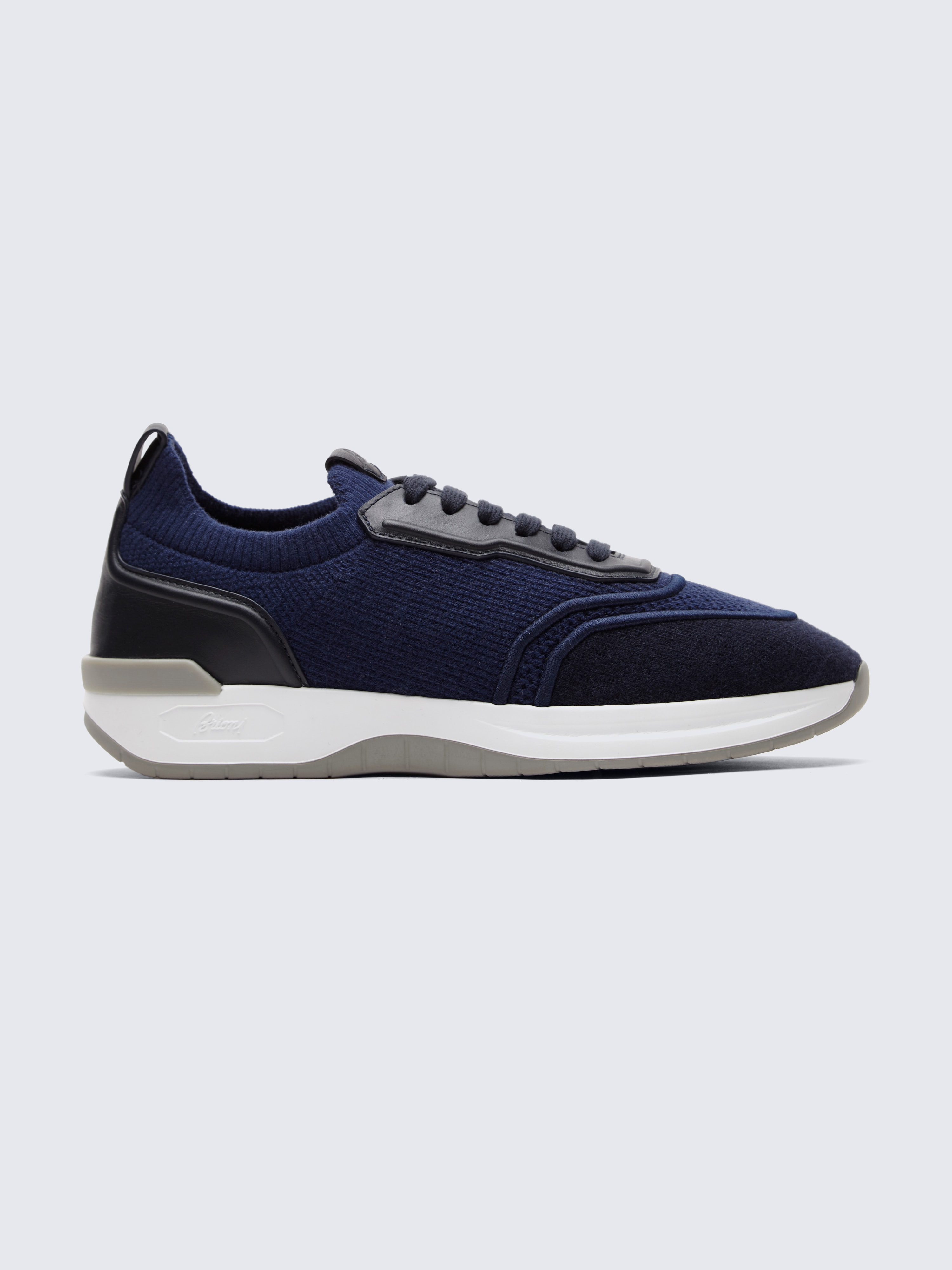 go toMidnight blue cashmere and wool knit sneakers