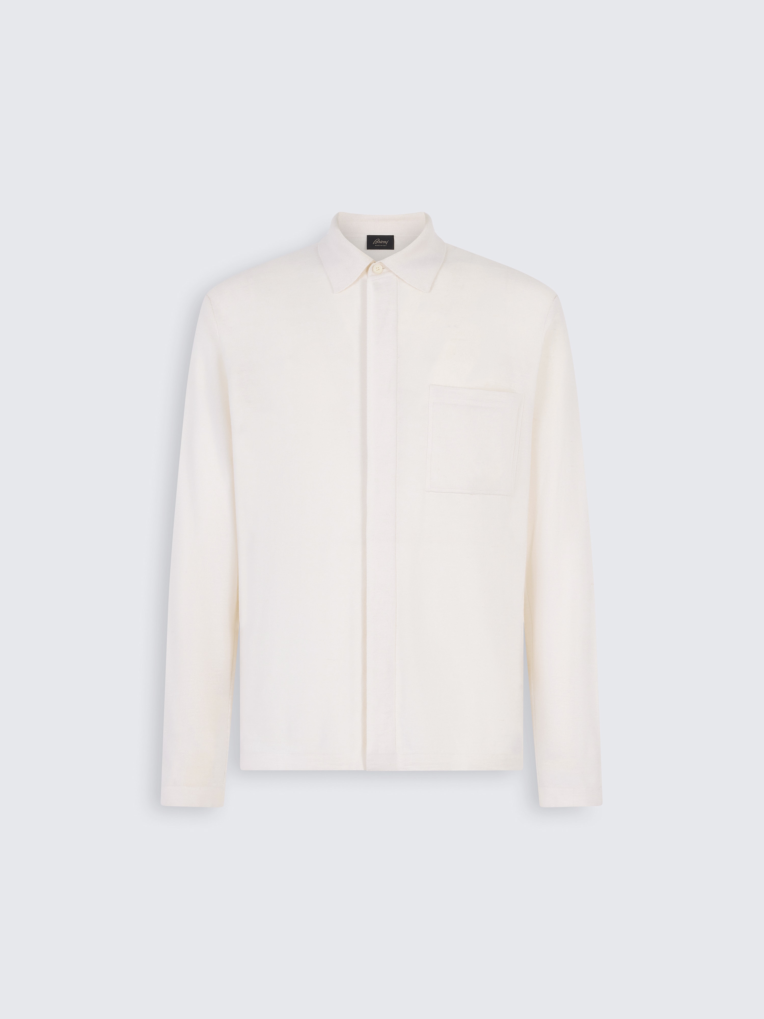 go toIvory white cashmere, silk and hemp shirt