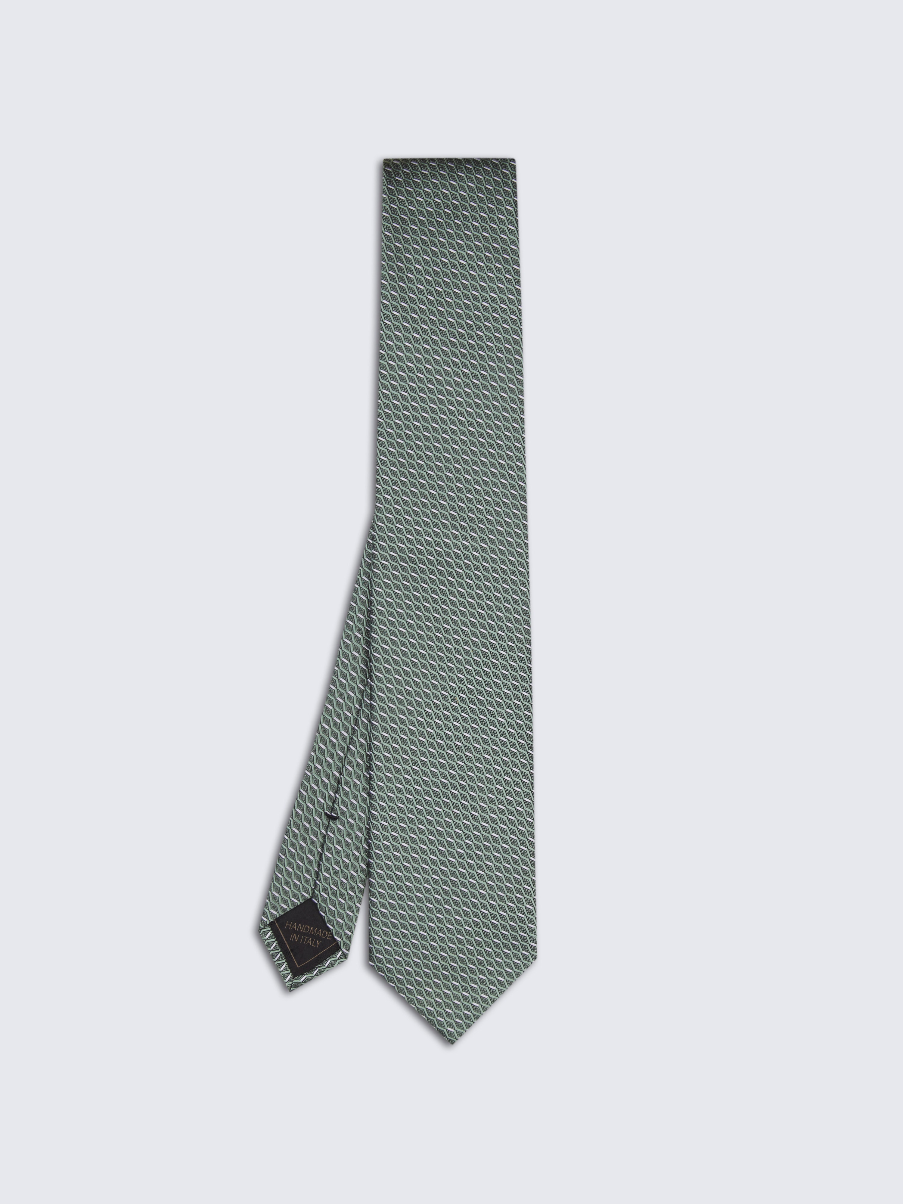 go toGreen and grey micro motif silk tie