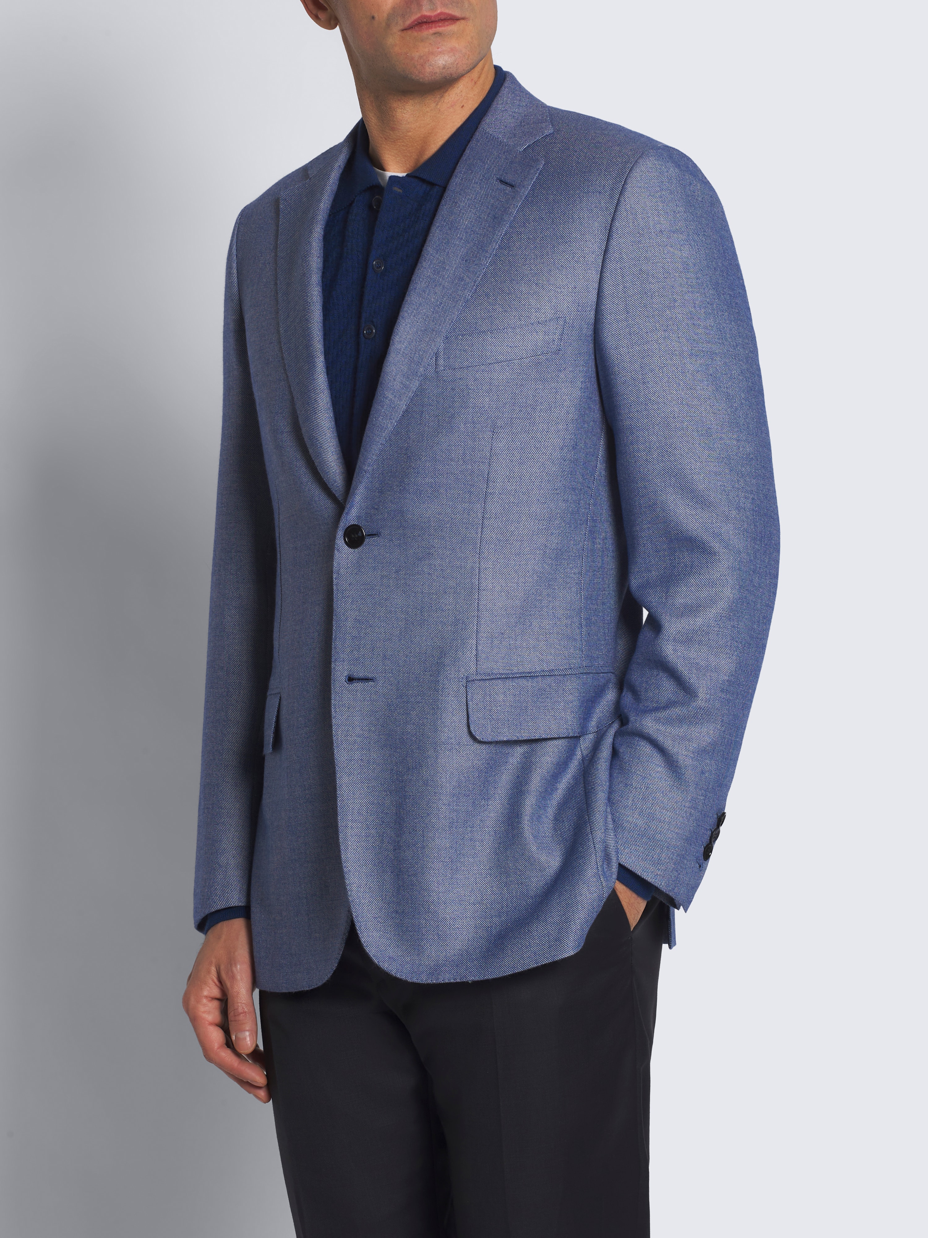 Veste Ravello en cachemire et vigogne bleu clair