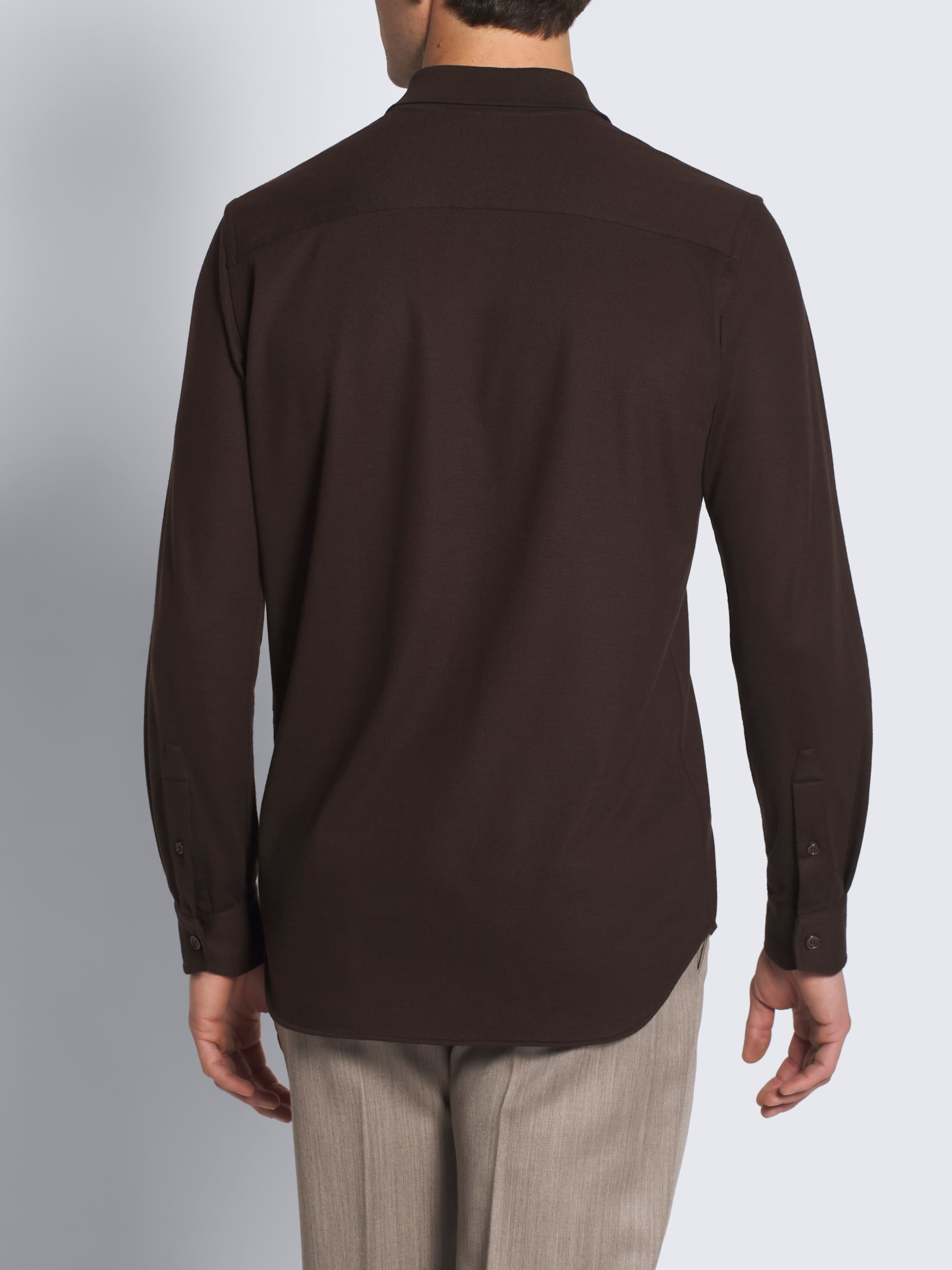 dark brown dress shirts Ash & Erie Dark Brown Brushed Button-Down Shirt for Short Men Dark Brown / M / Slim