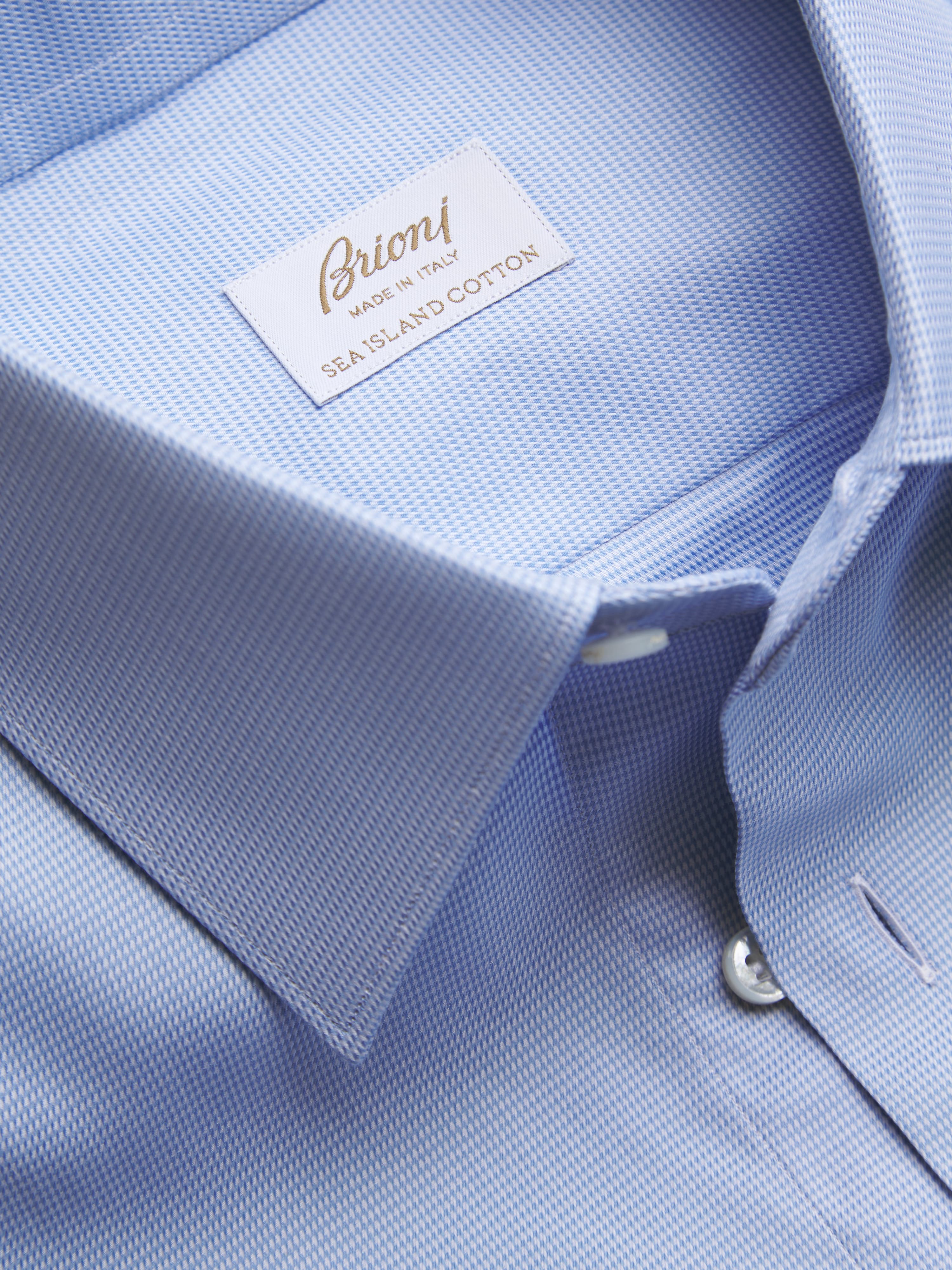 sea island cotton dress shirts TOKYO SLIM FIT and silky luster Sky blue micro houndstooth Sea