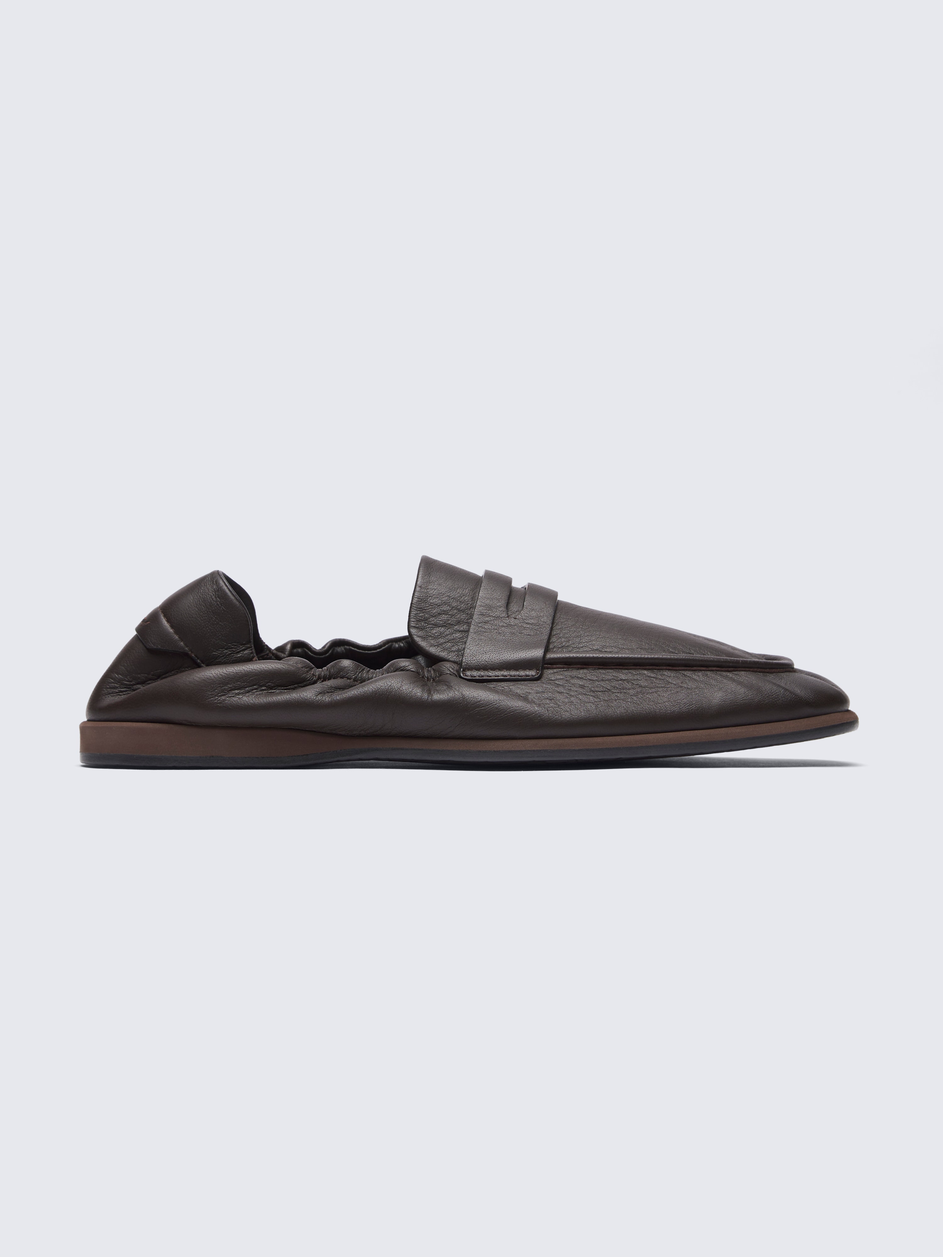 go toDark brown elk leather penny loafers