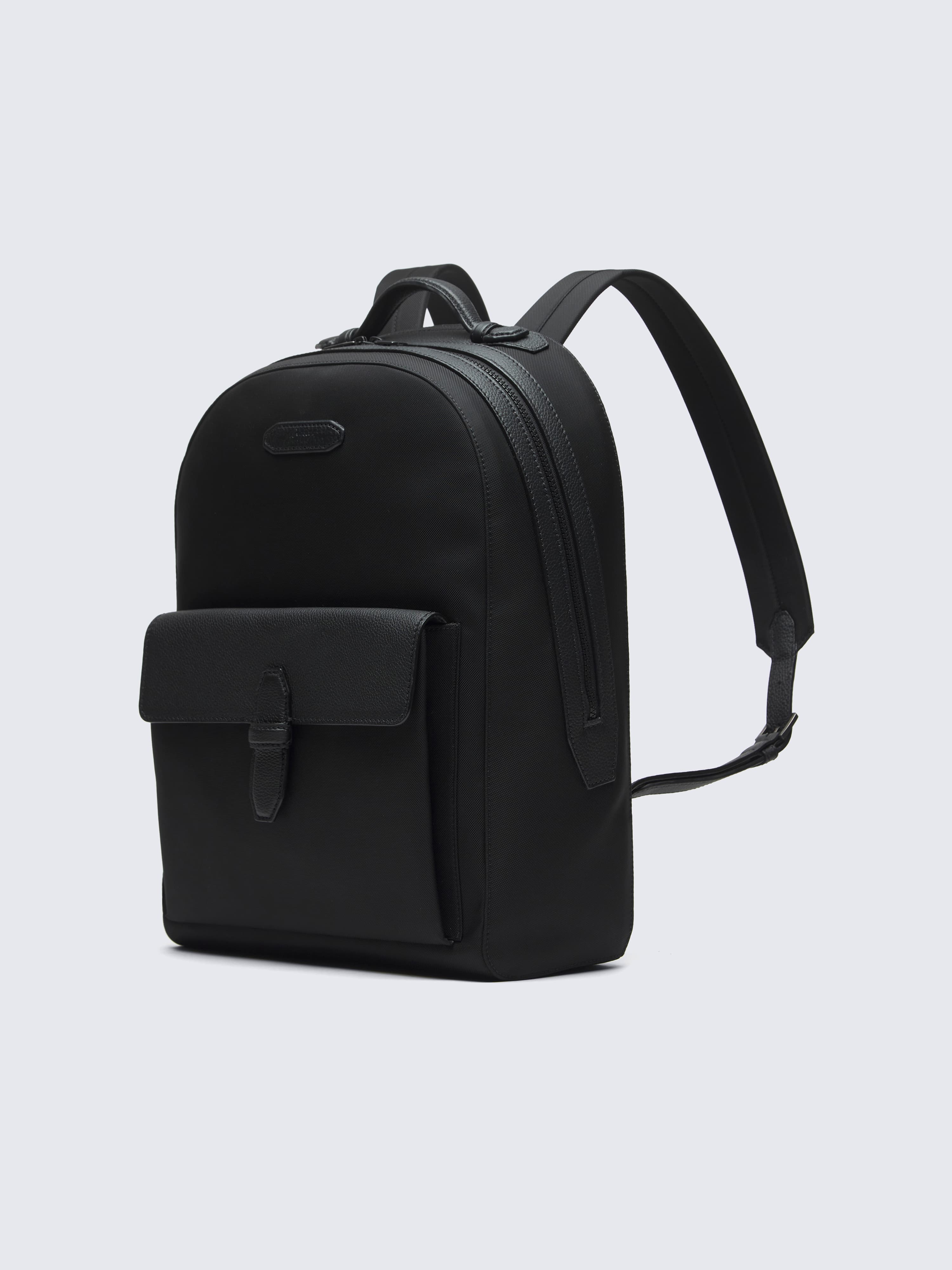 black backpack leather straps in This LiteHide leather backpack features 1 back padded laptop zip compartment The Backpack (Leather) - Black