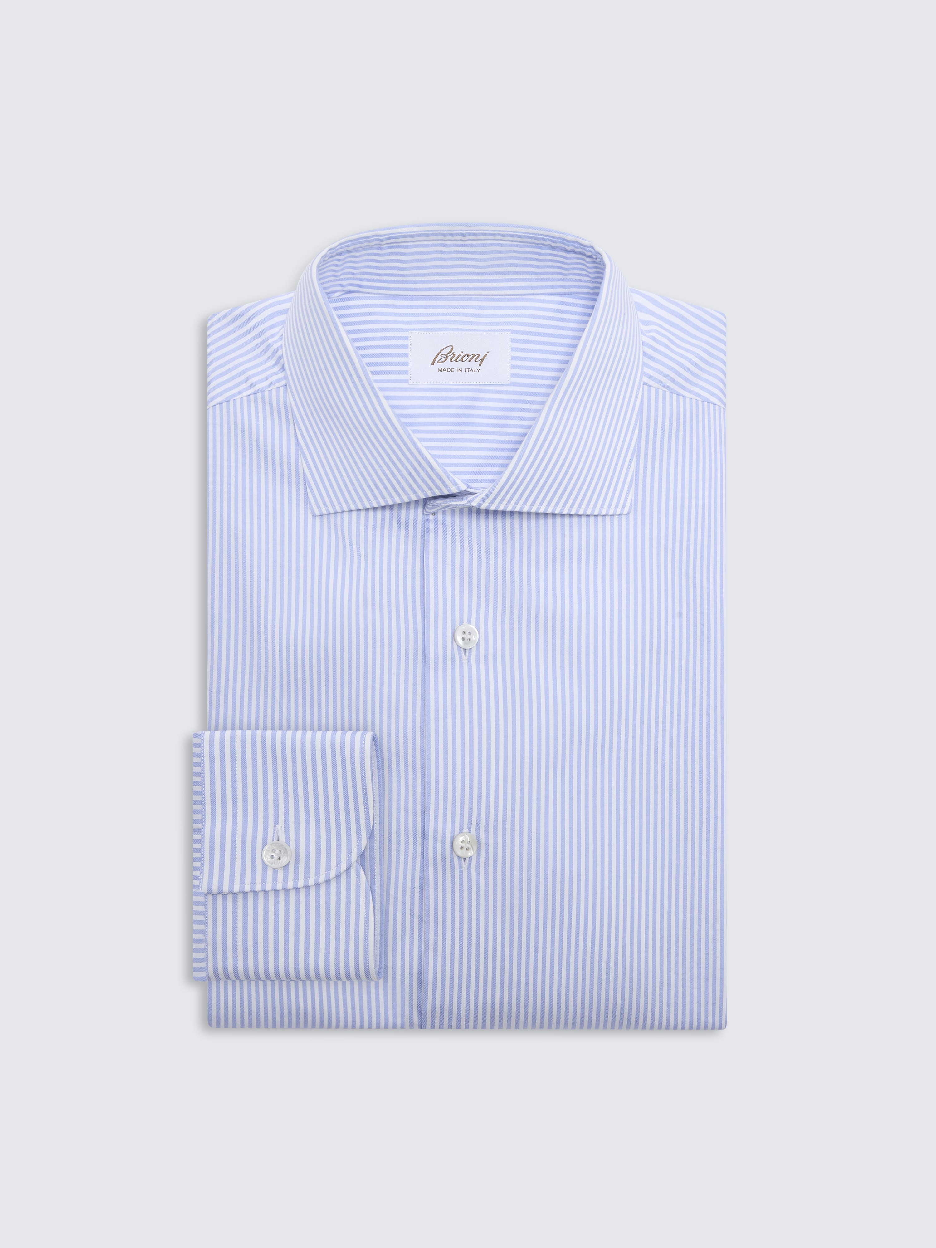 White and sky blue striped organic cotton formal shirt