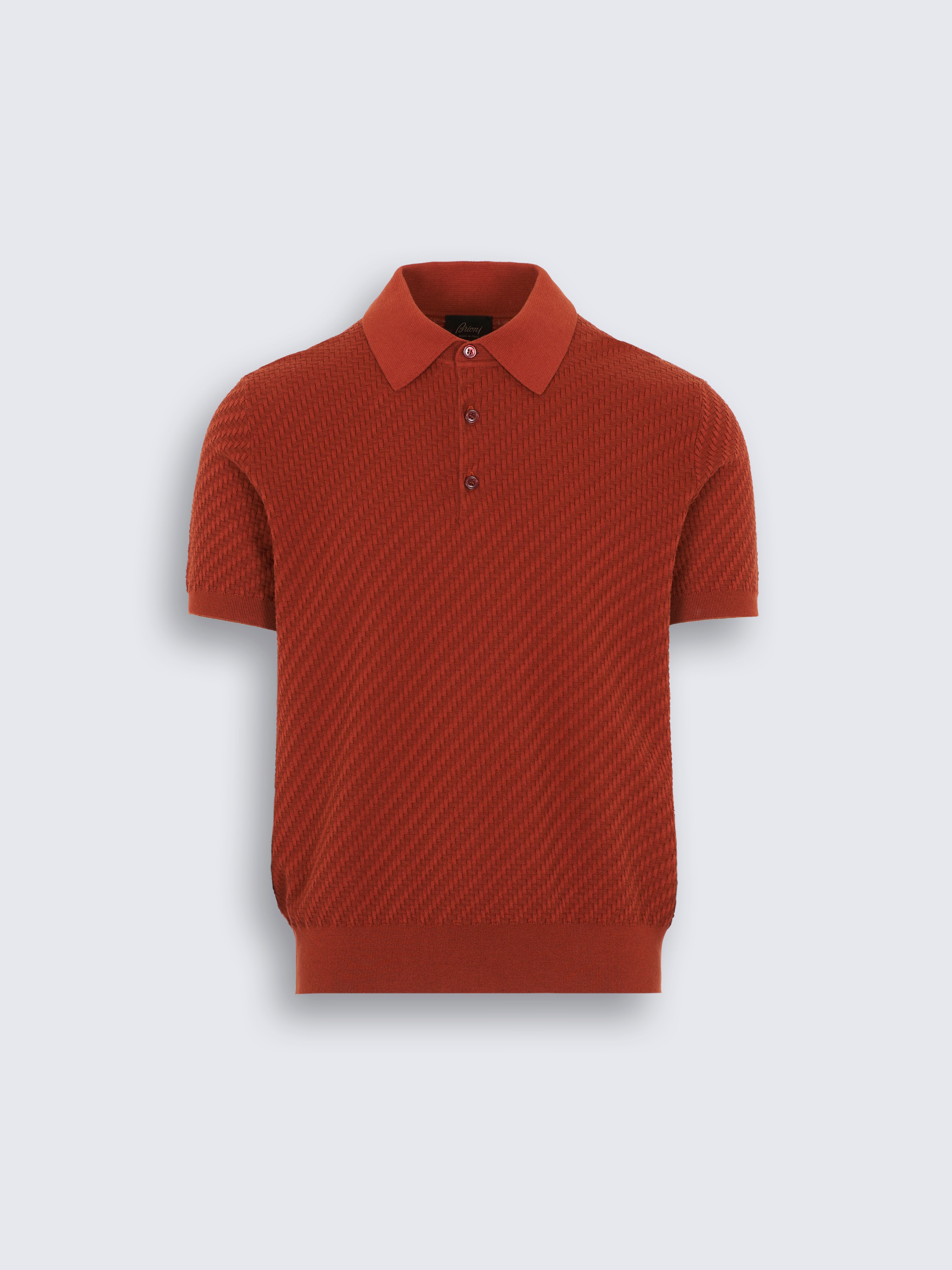 go toBrick cotton, silk and cashmere Trama weave polo