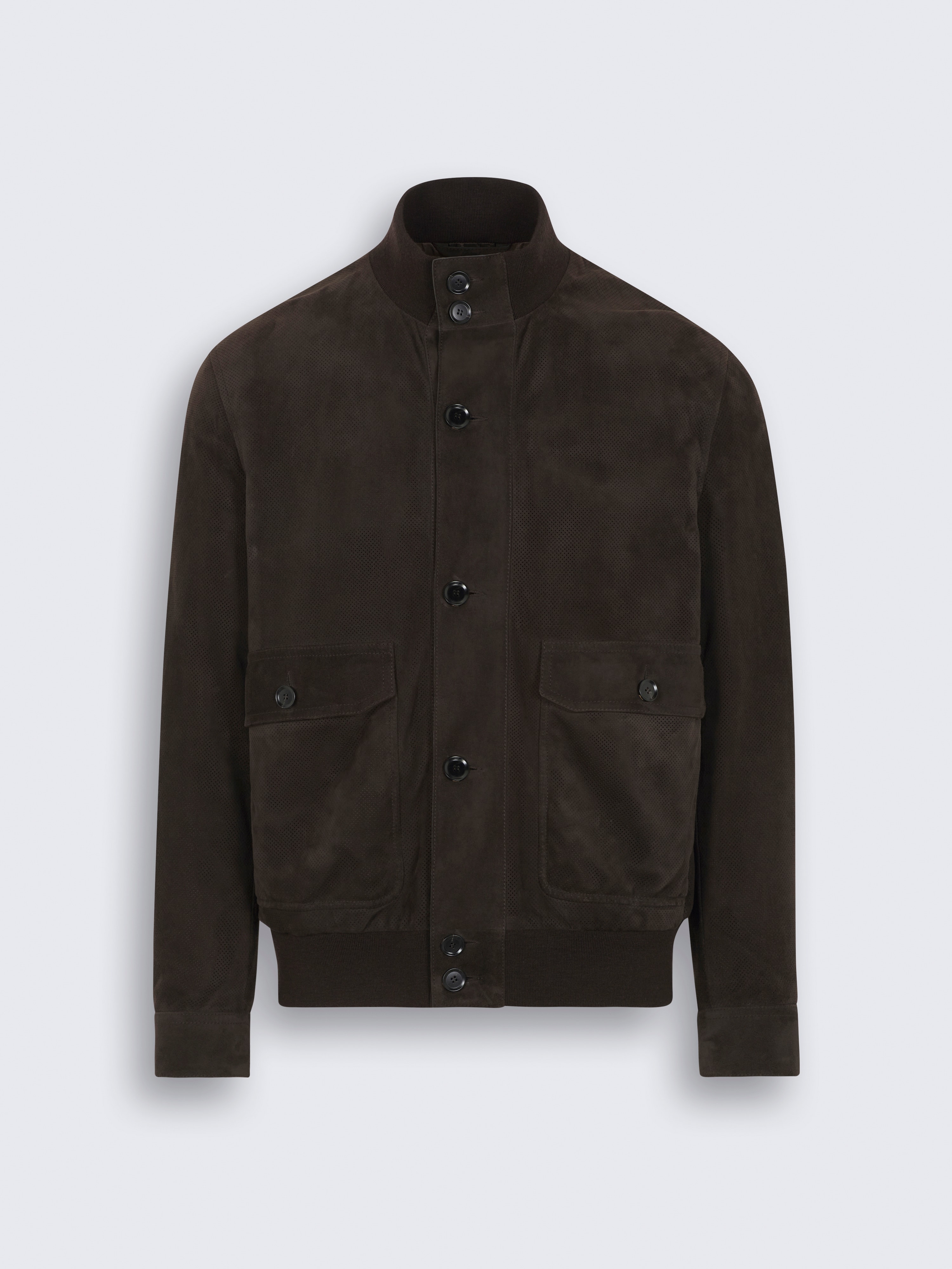 go toBlouson 75 in pelle scamosciata traforata marrone scuro