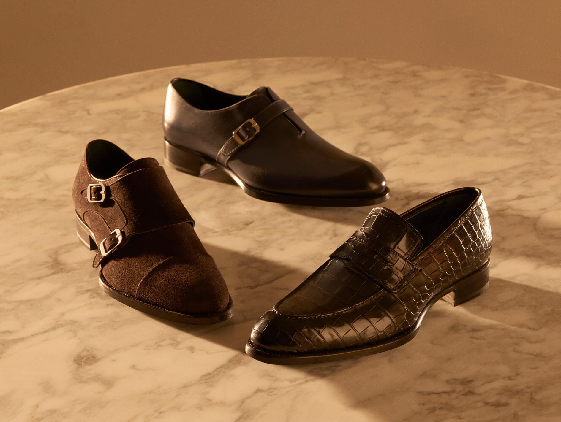 scarpa dress shoes Men's double buckle shoe in sienna brown leather