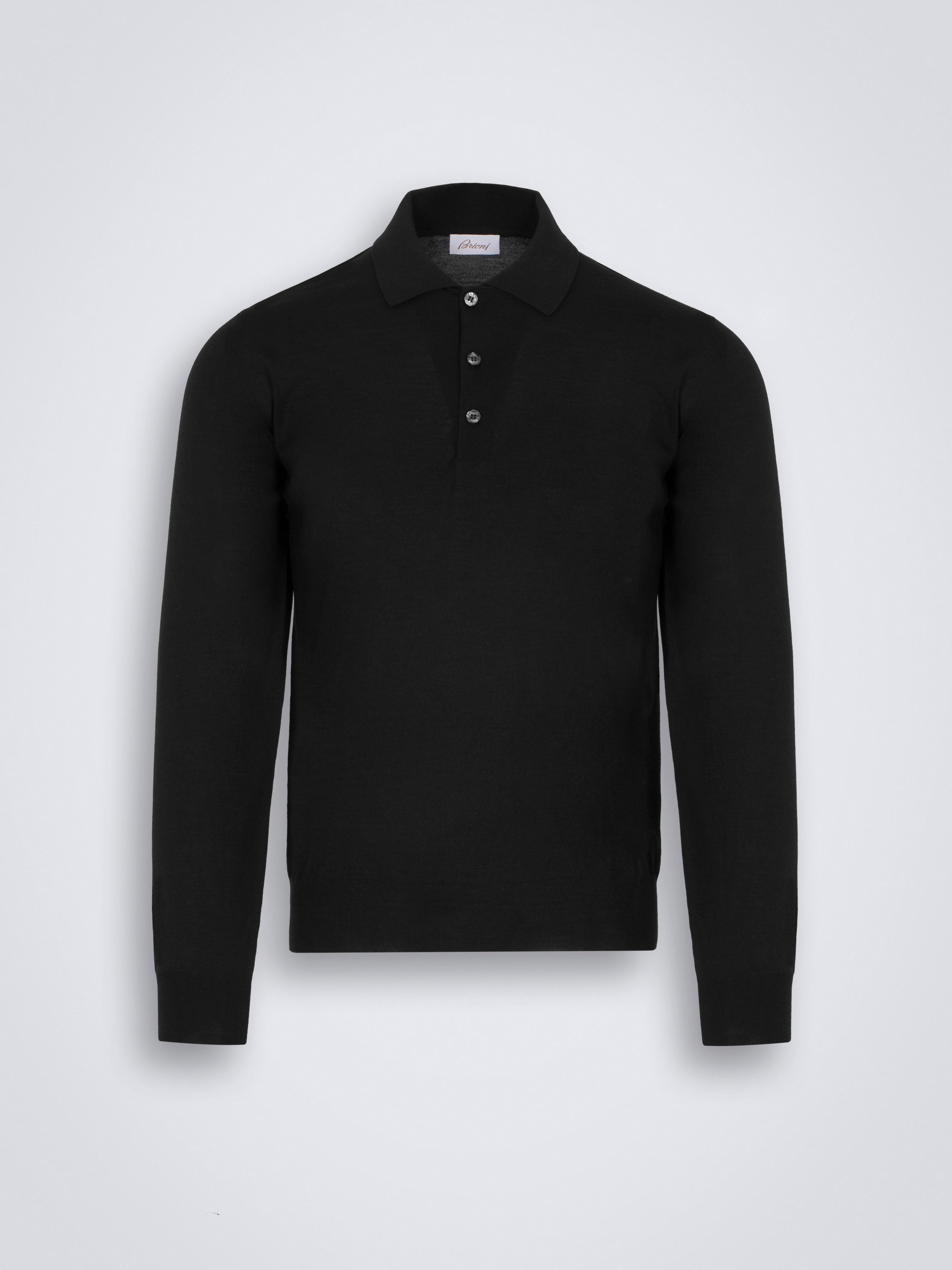 Essential black wool, cashmere and silk polo sweater