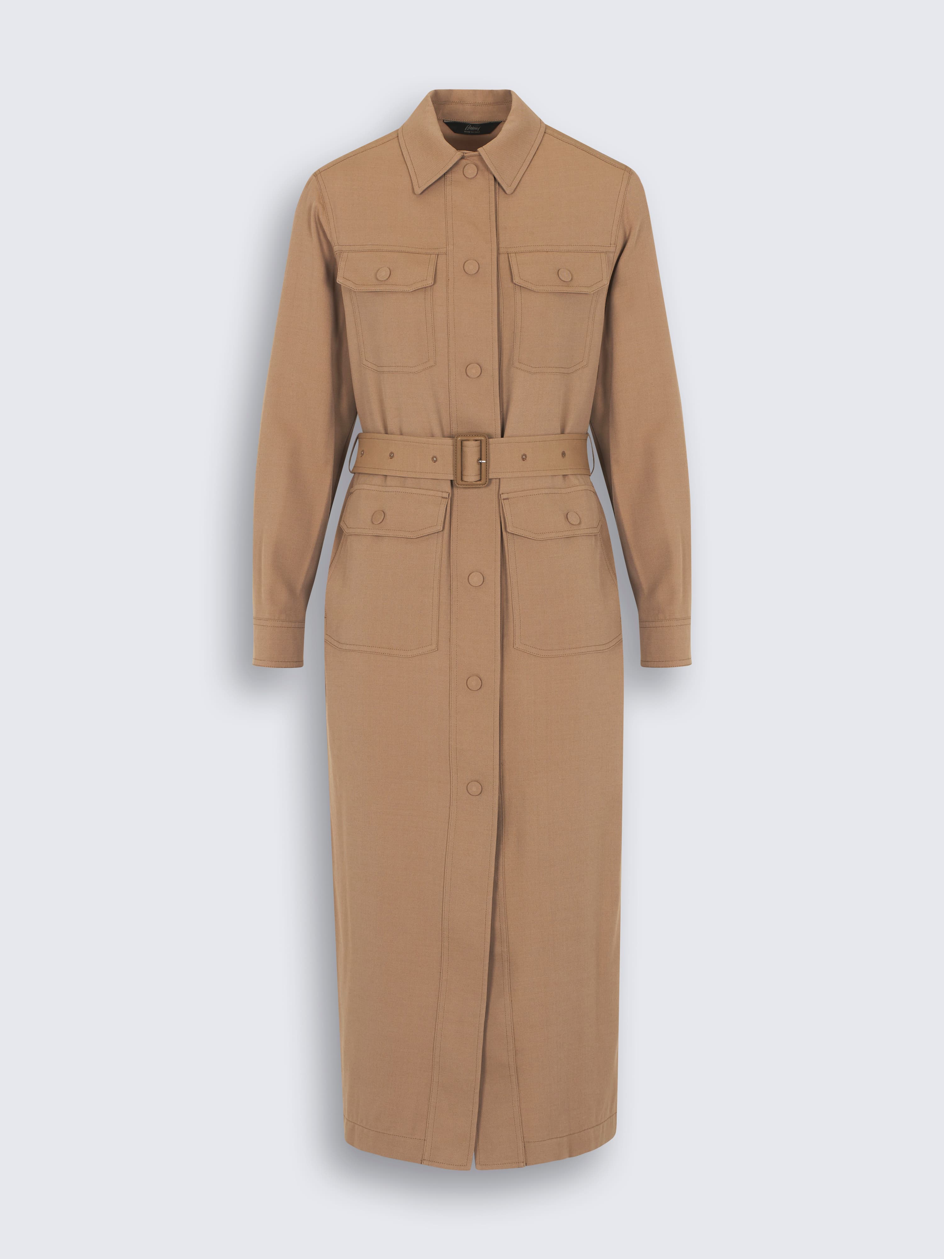 Light brown silk and wool Sahariana dress Light brown silk and wool Sahariana dress
