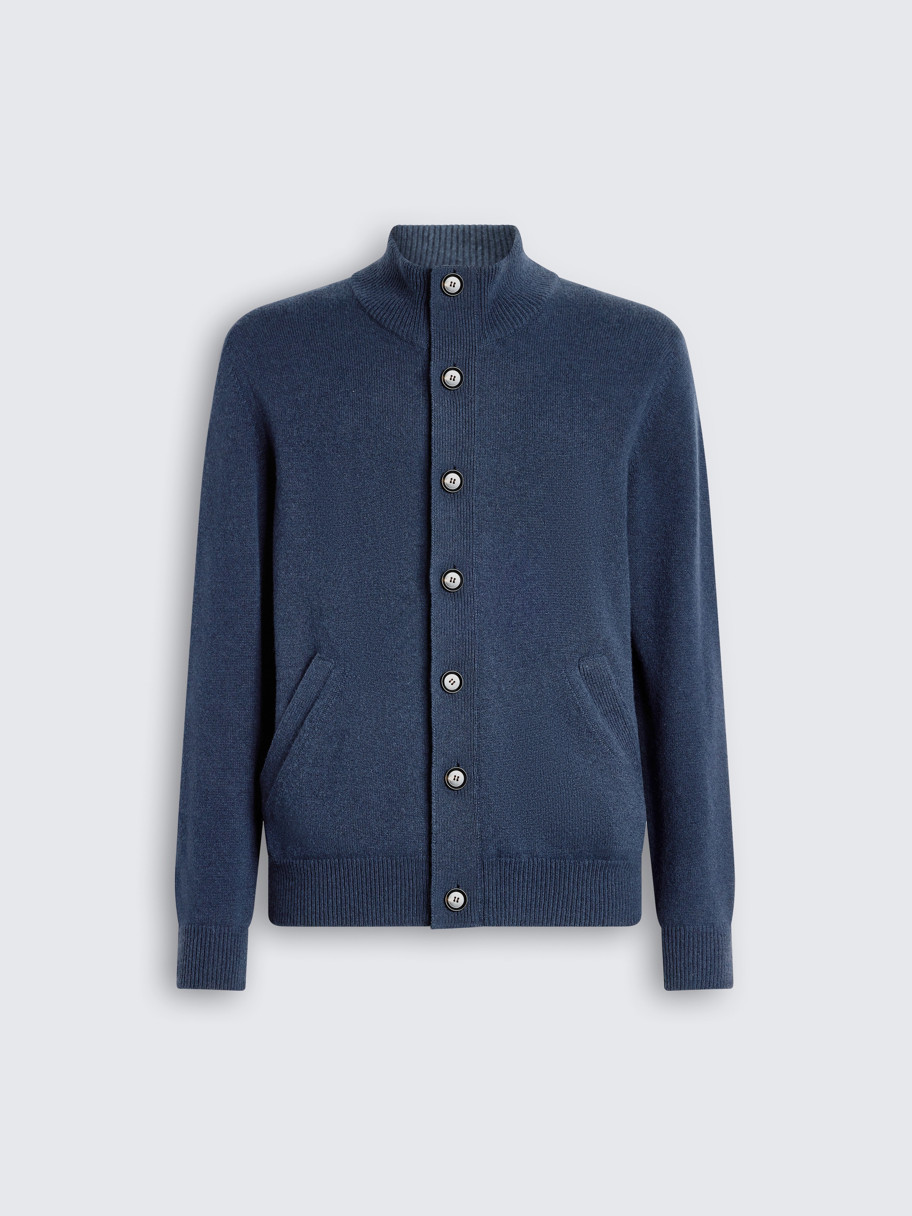 go toNavy blue cashmere Paolo cardigan