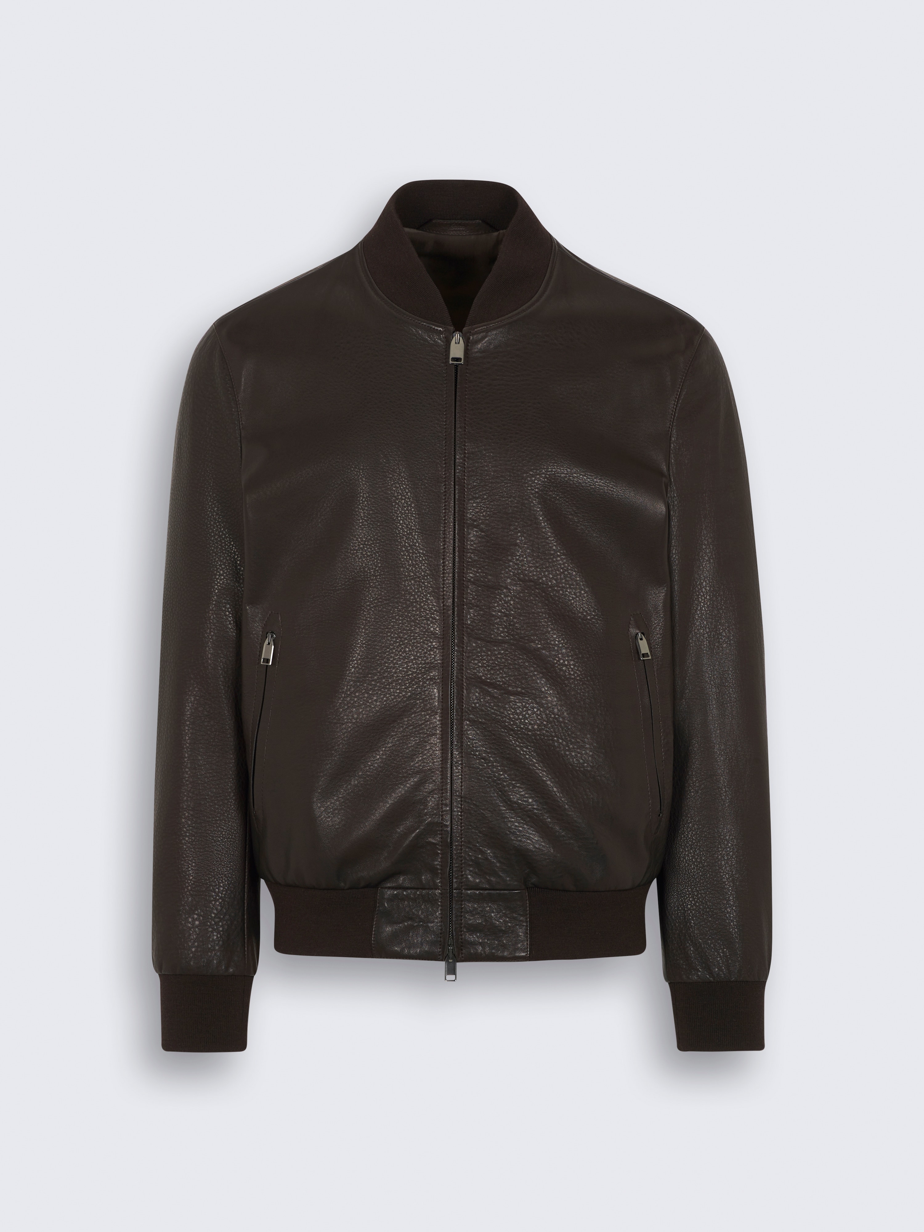 go toBlouson en cuir marron foncé