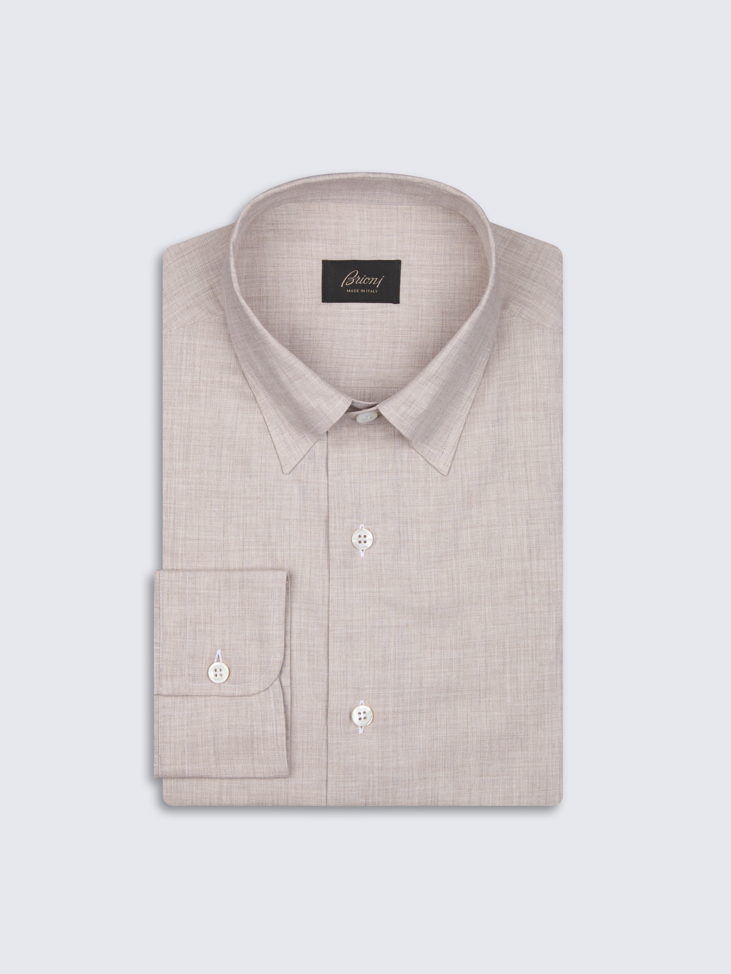 Hidden Button Dress Shirt Beige Cotton Hidden Button-down Shirt Hidden Button Dress Shirt Beige Cotton Hidden Button-down Shirt
