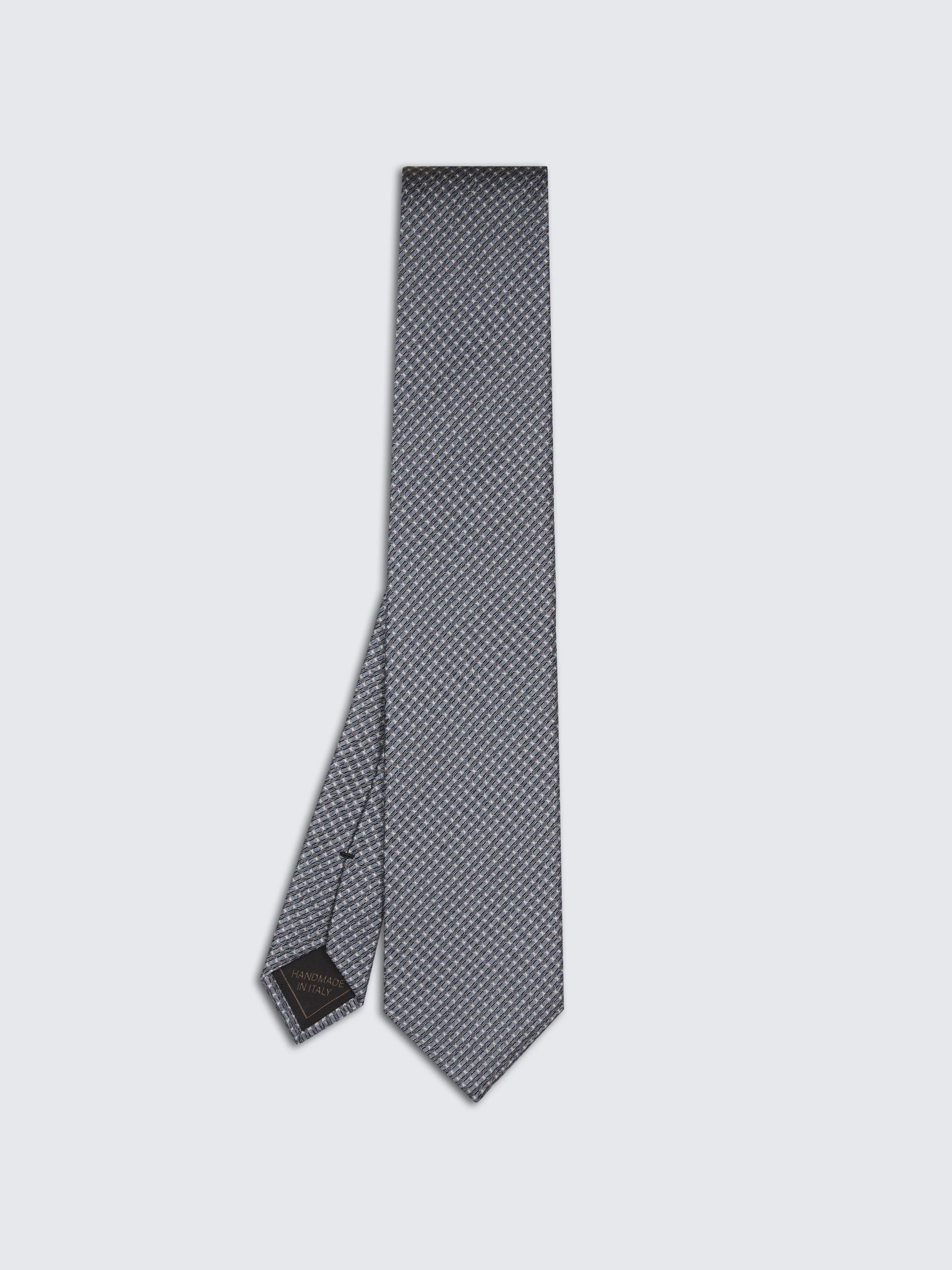 go toSteel blue and grey micro motif silk tie