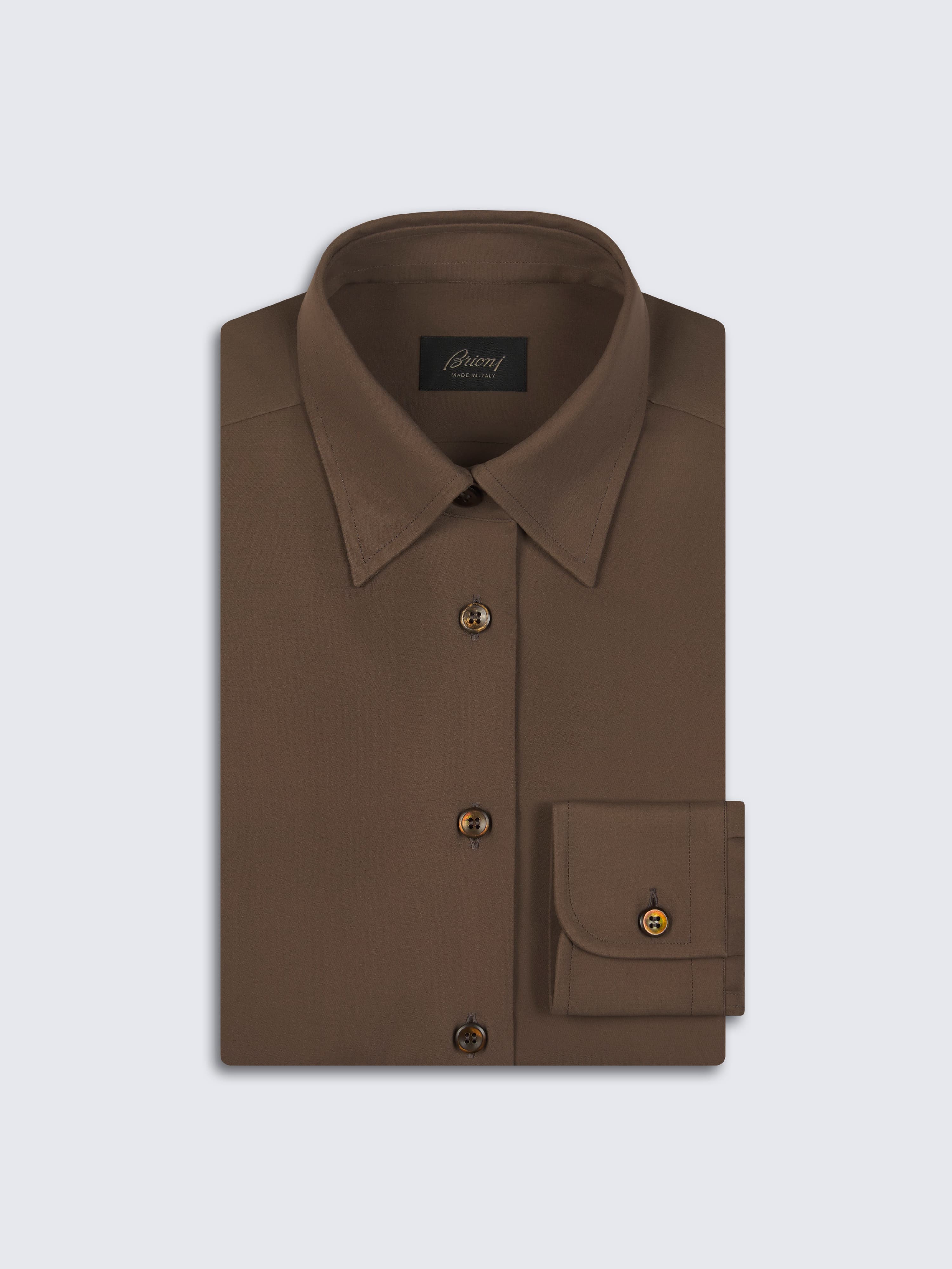 Brown silk hidden button-down shirt Brown silk hidden button-down shirt
