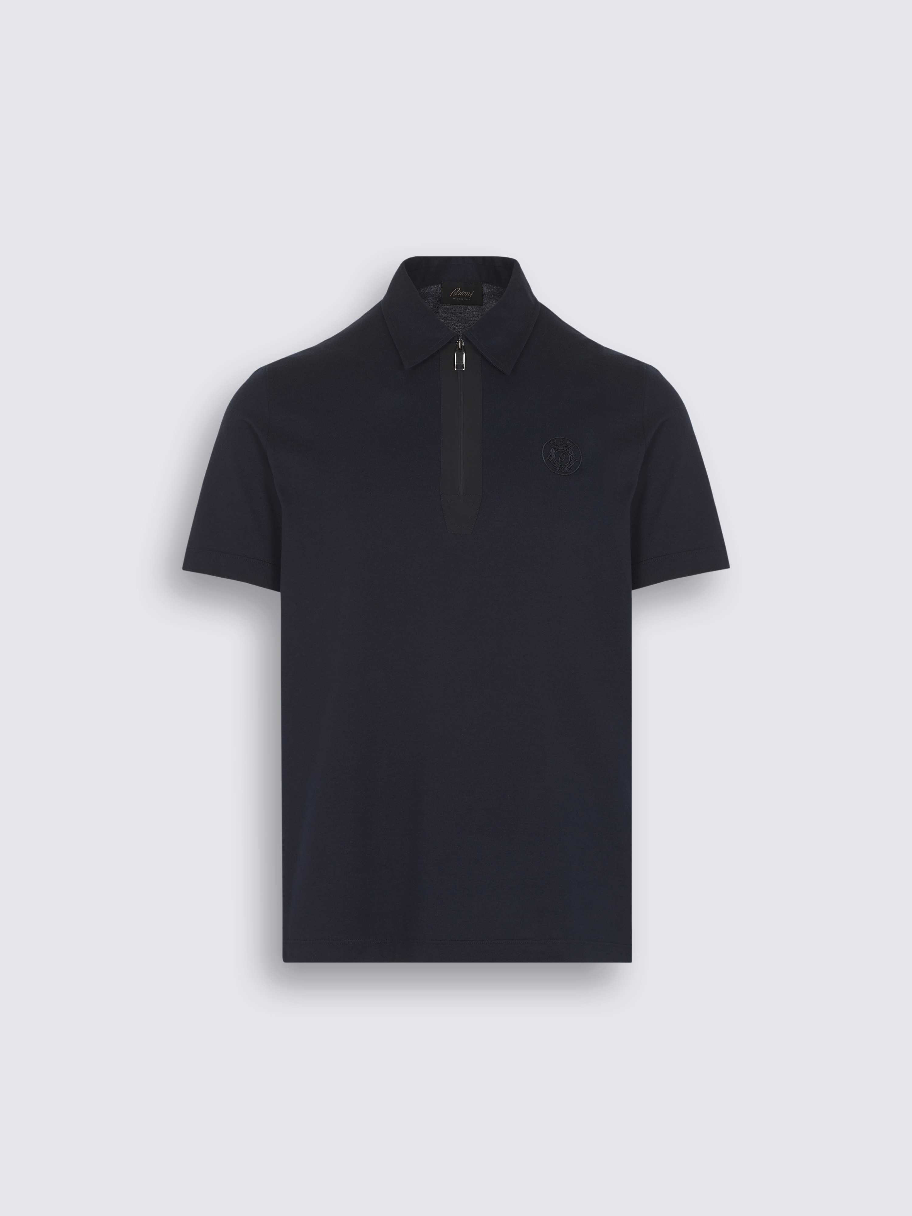 go toMidnight blue cotton zip polo