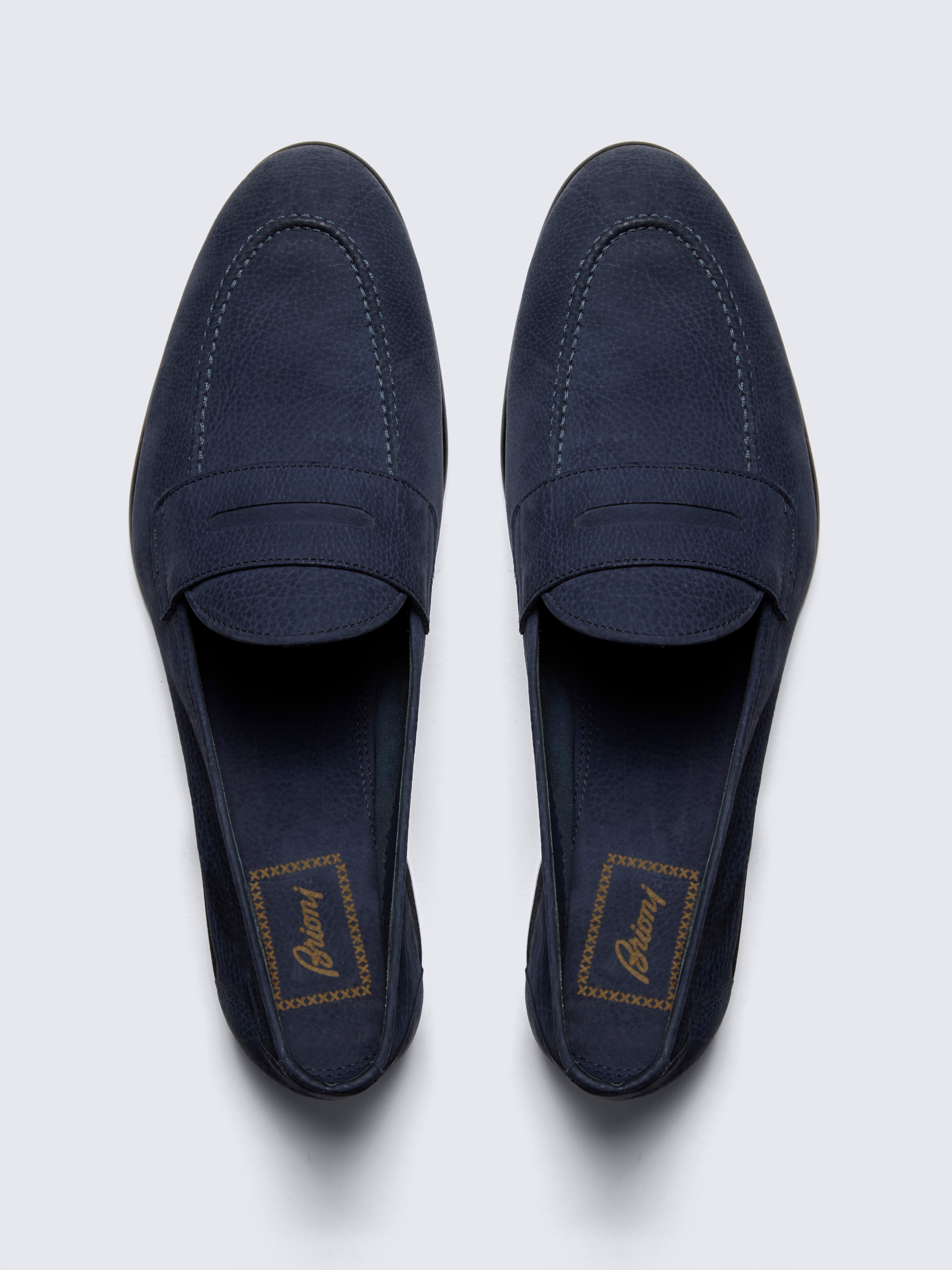 Navy blue nubuck Appia penny loafers