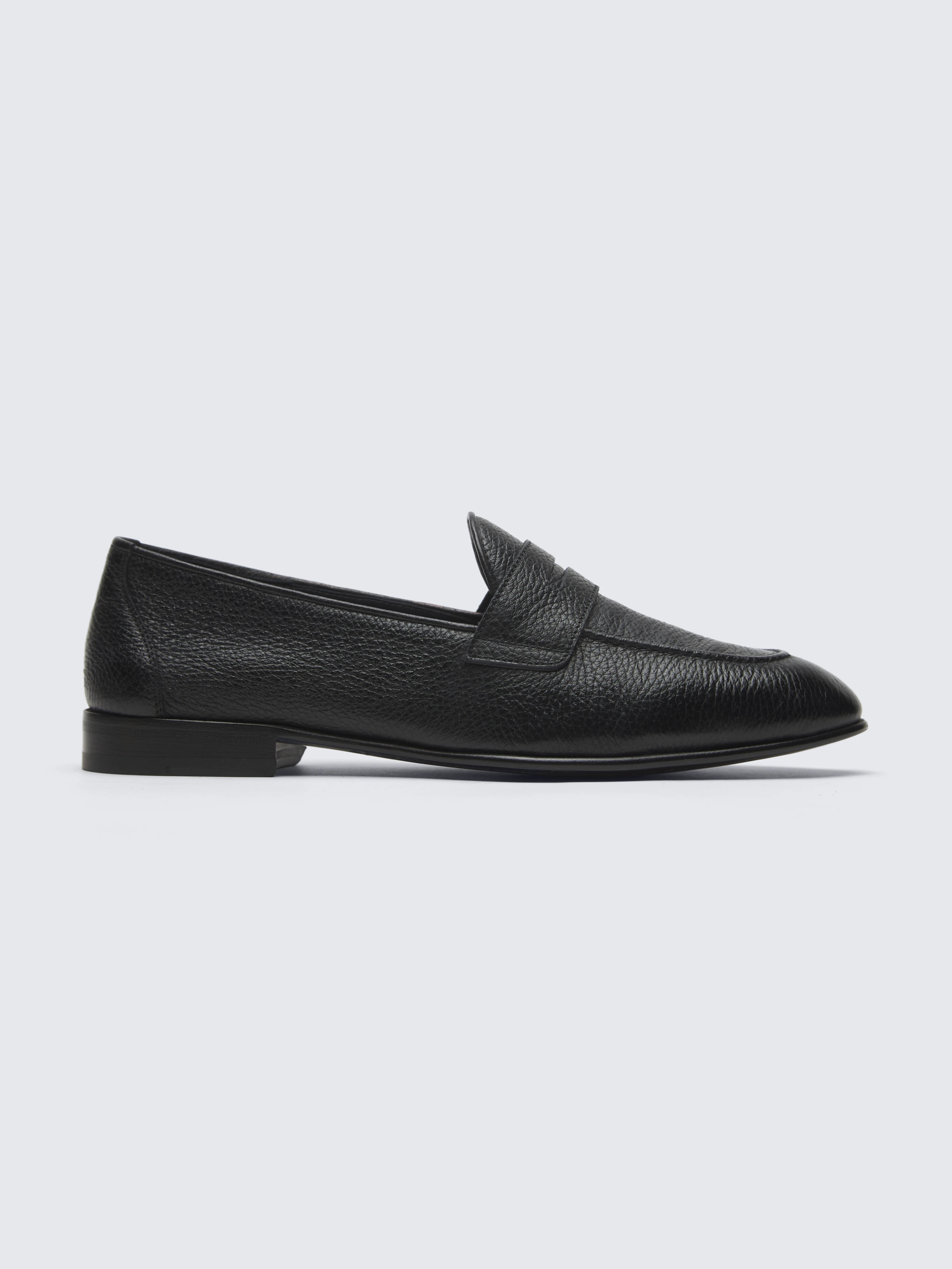 Black deerskin leather Appia penny loafer
