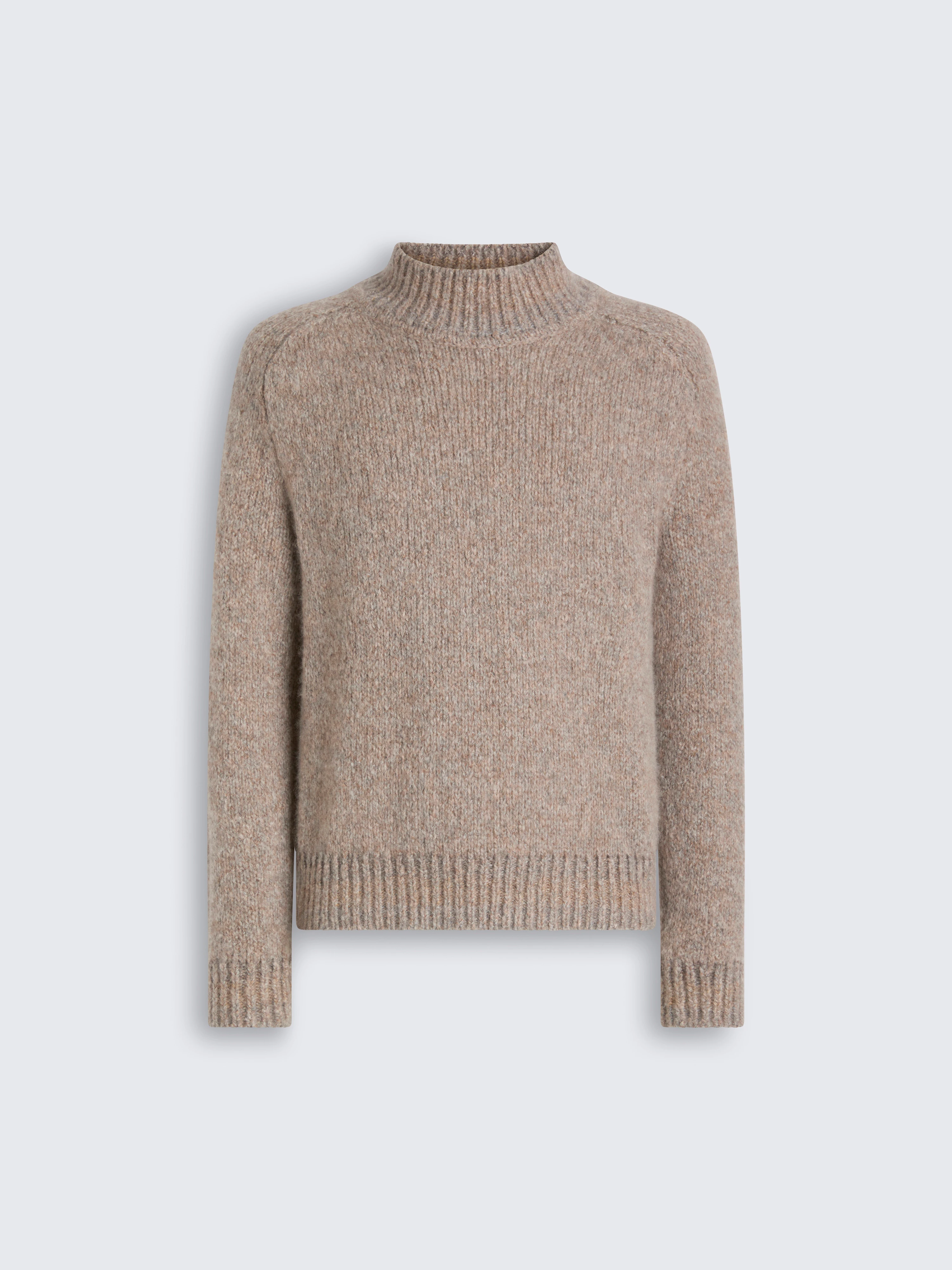 go toBeige cashmere and silk mockneck sweater