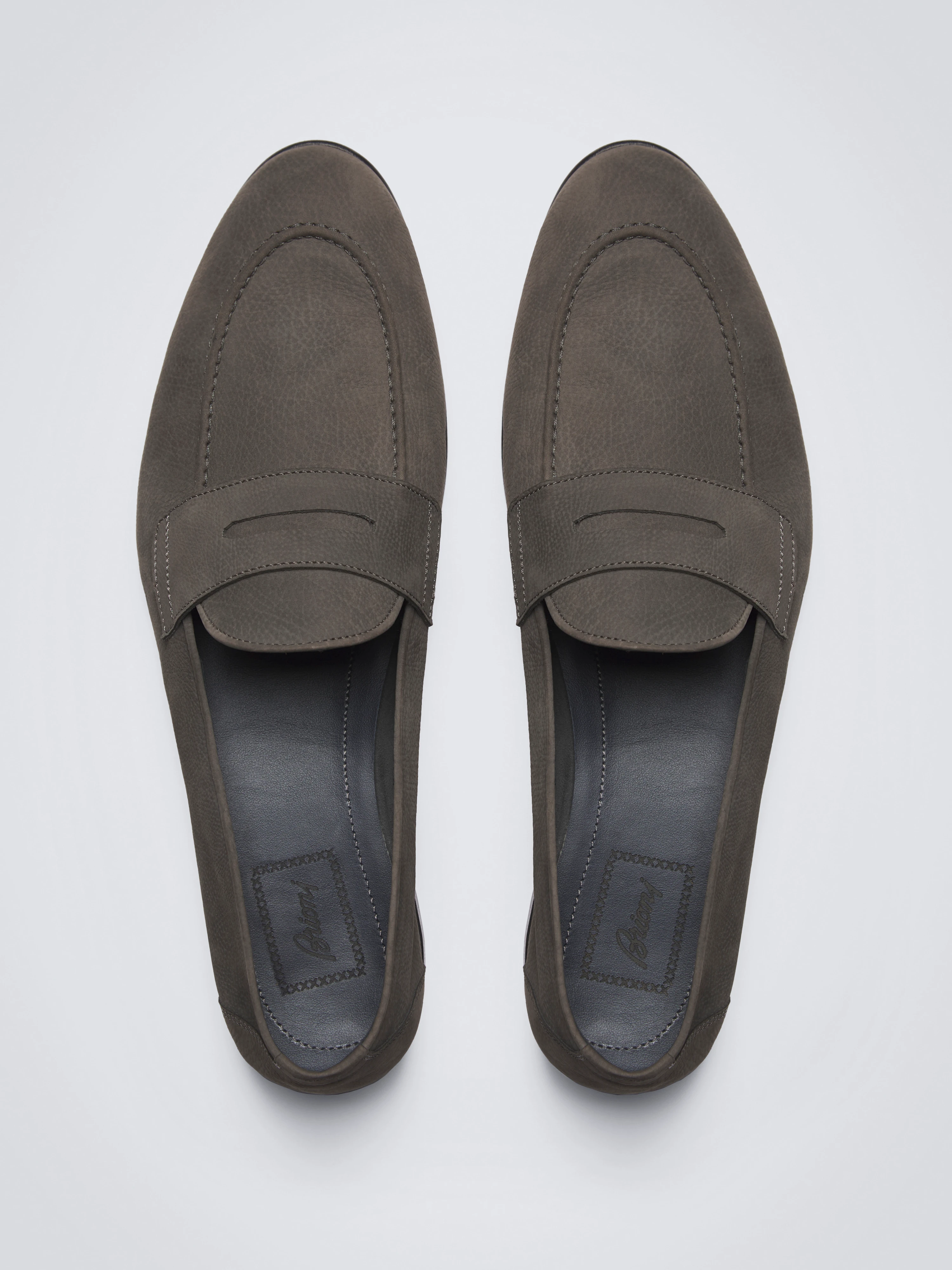 Taupe nubuck Appia penny loafers