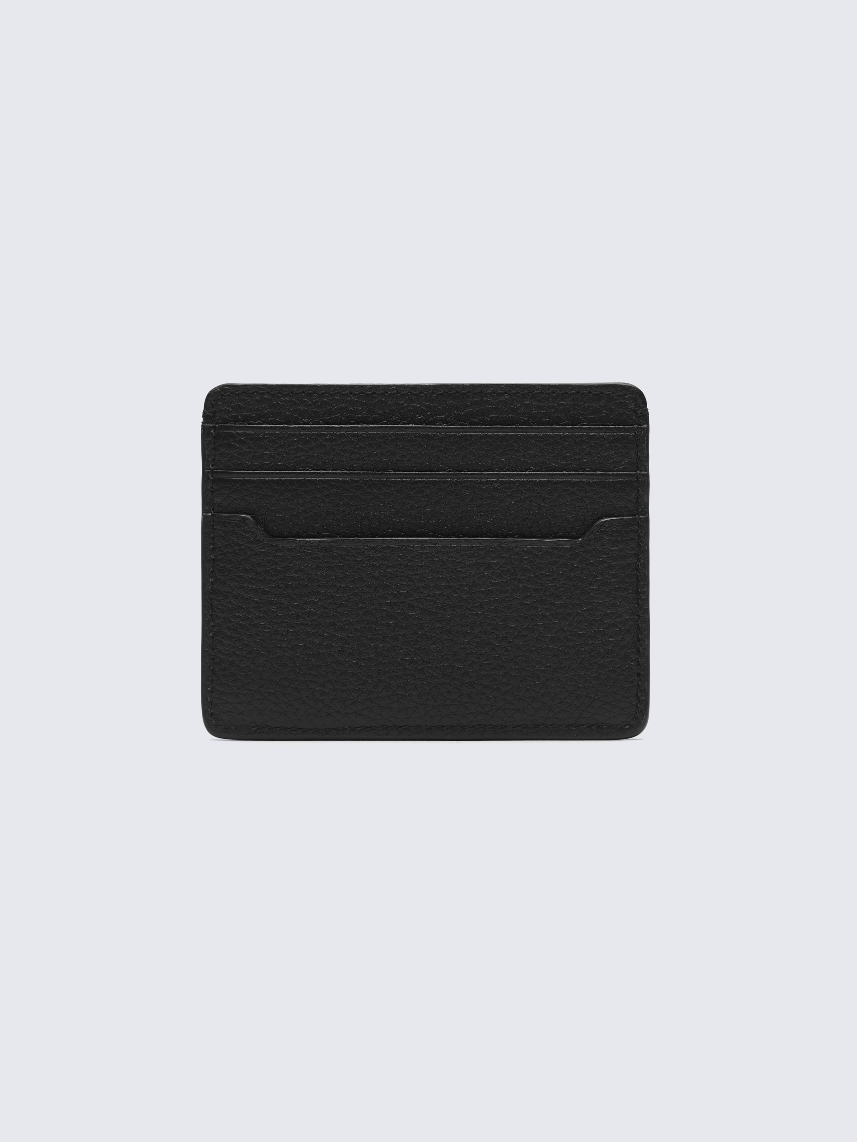 Black grained leather card holder