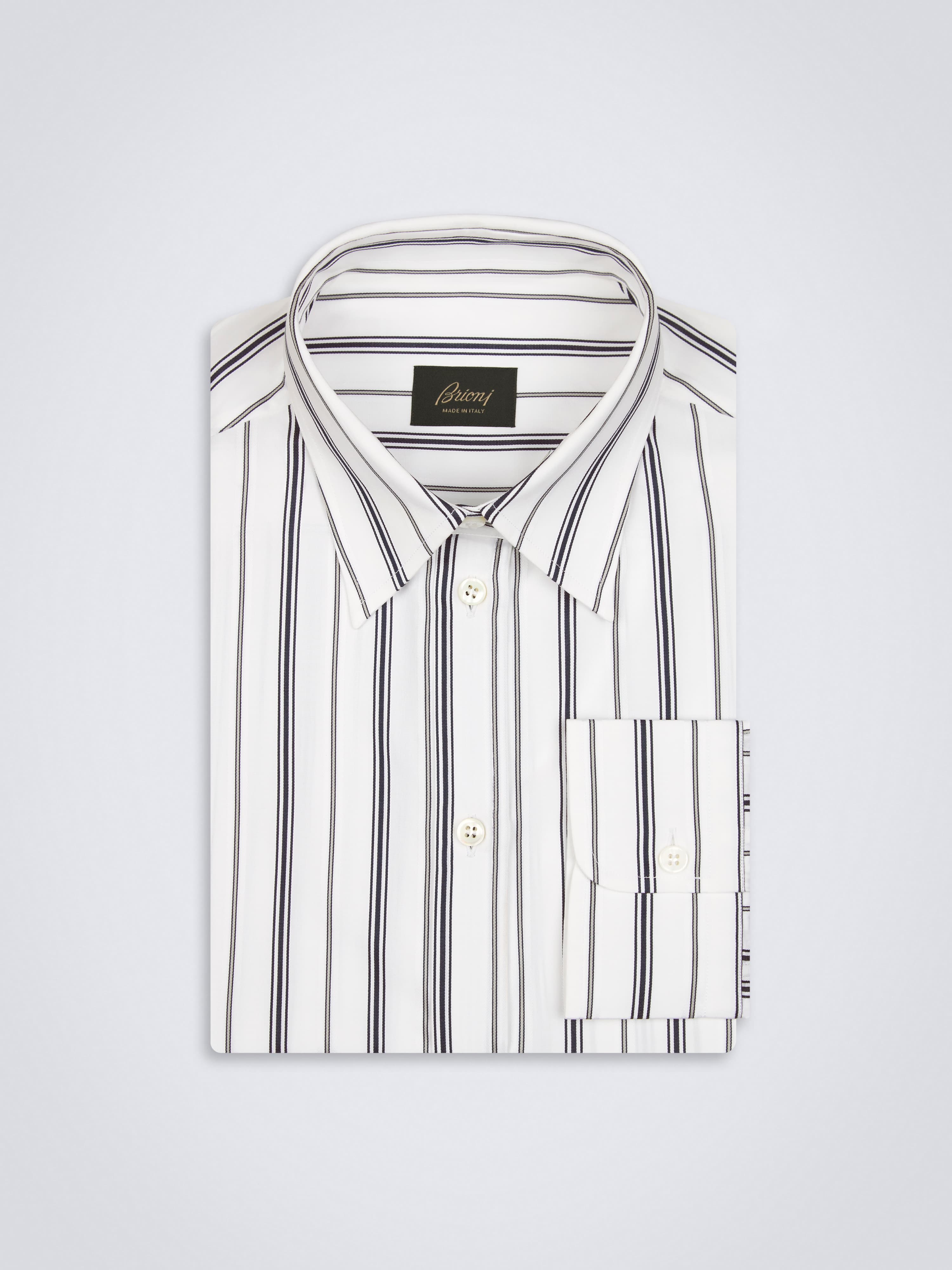 black and white striped dress shirt Non-Iron Cotton Stripe With Contrast Trim - Grey For a more formal setting DRESSED TO ILL Shirt- Pinstripe