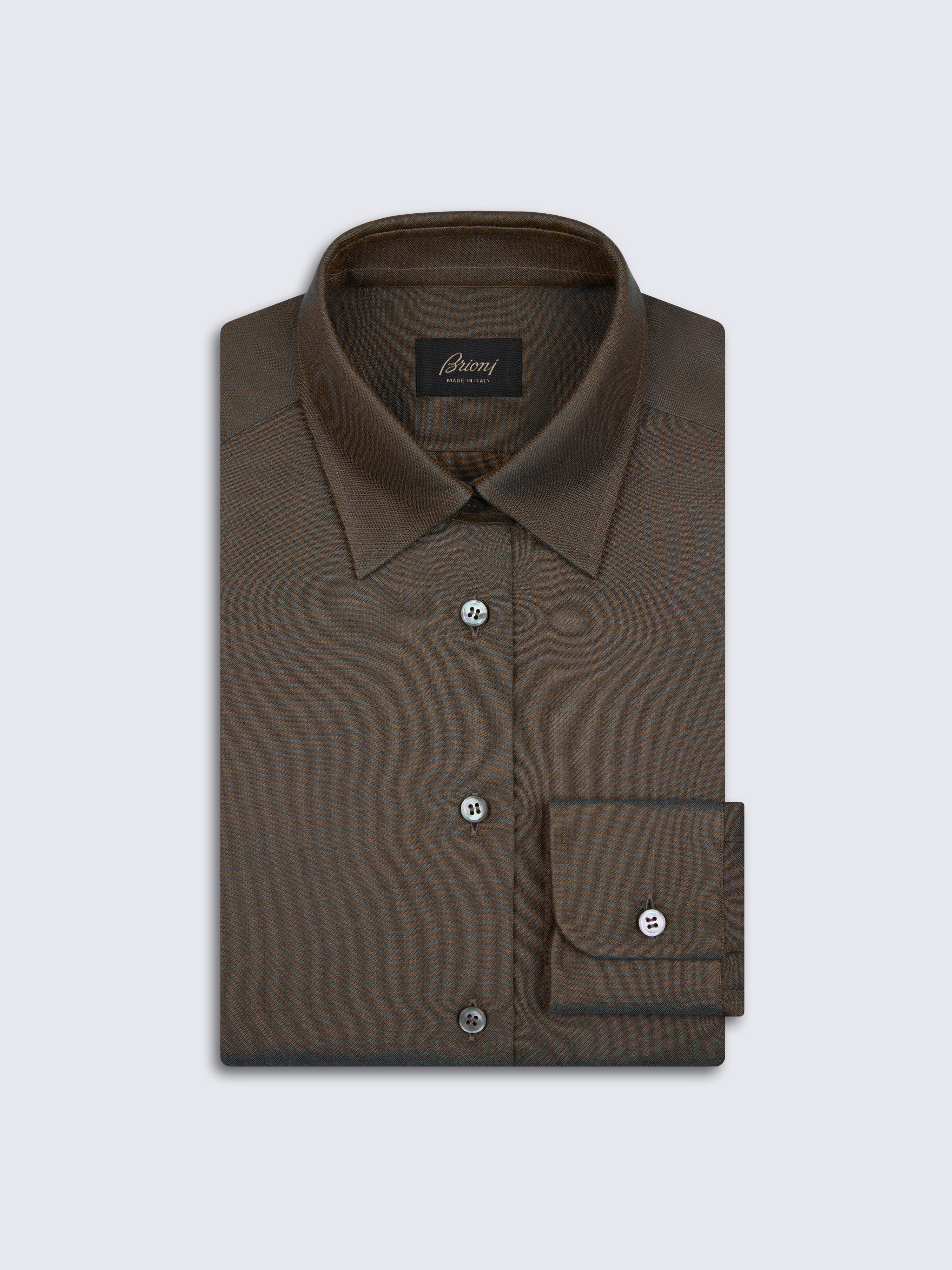 Brown silk hidden button-down shirt Brown silk hidden button-down shirt